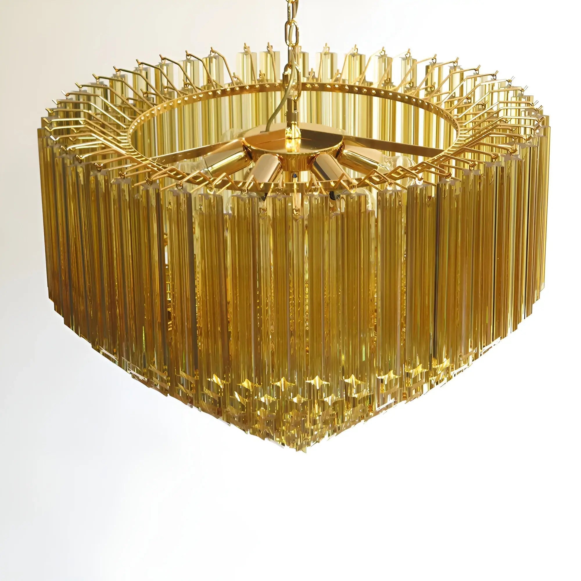 Celiselle Chandelier Amber Murano Glass Prism Grand Art