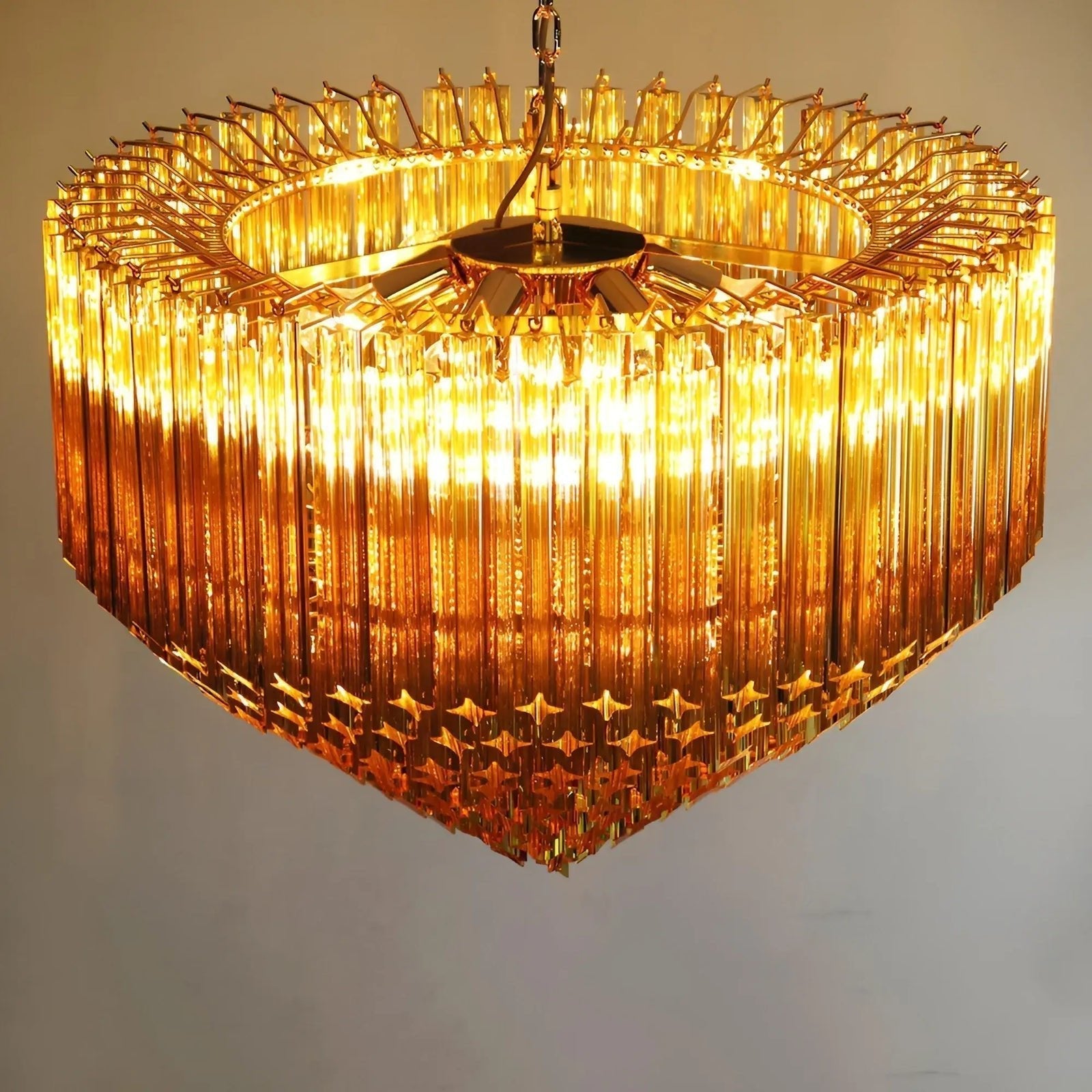 Celiselle Chandelier Amber Murano Glass Prism Grand Art