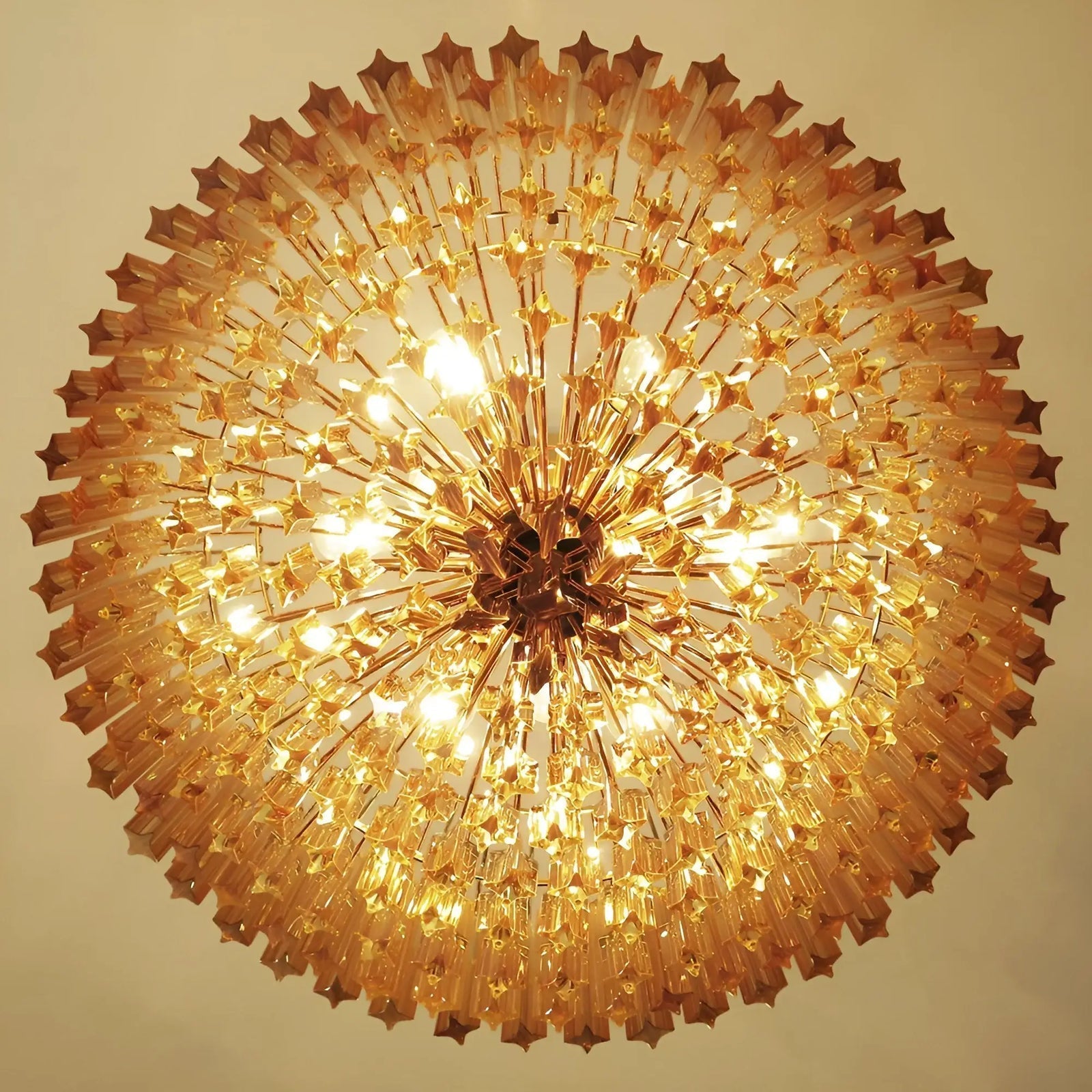 Celiselle Chandelier Amber Murano Glass Prism Grand Art