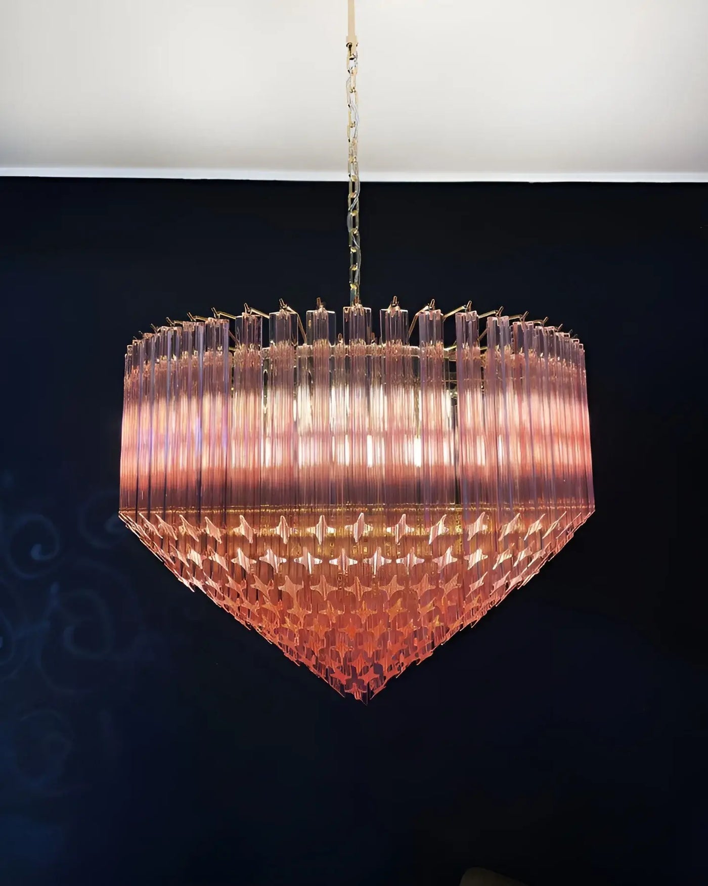 Celelaria Chandelier Pink Glass Prisms Geometric