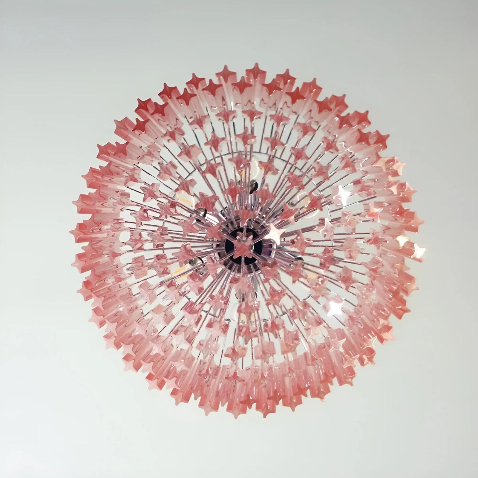 Celelaria Chandelier Pink Glass Prisms Geometric