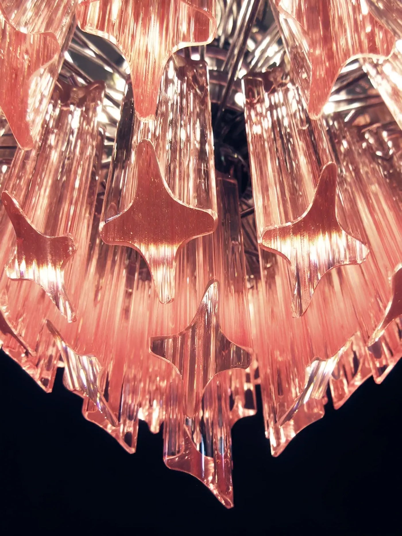 Celelaria Chandelier Pink Glass Prisms Geometric