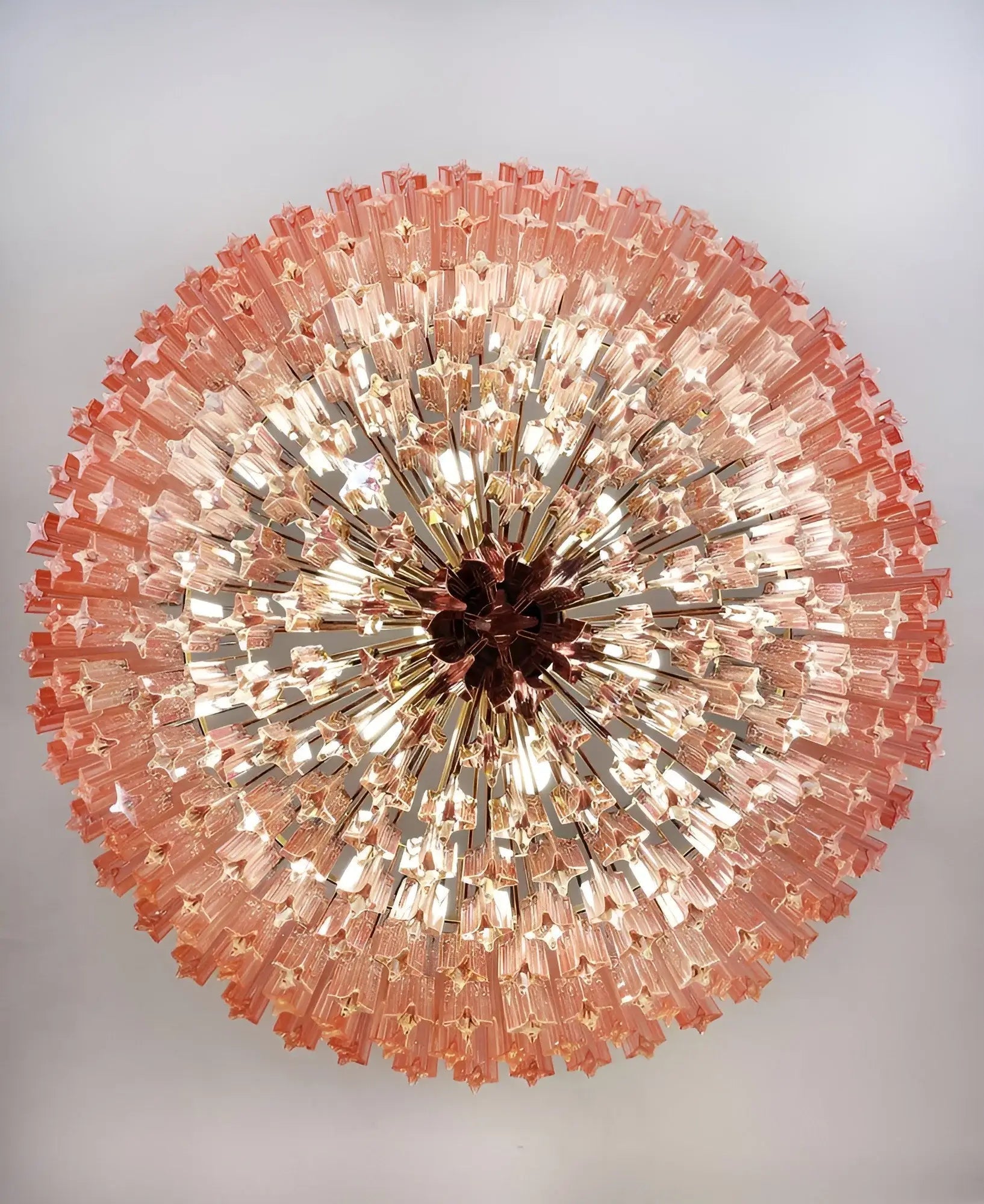 Celelaria Chandelier Pink Glass Prisms Geometric