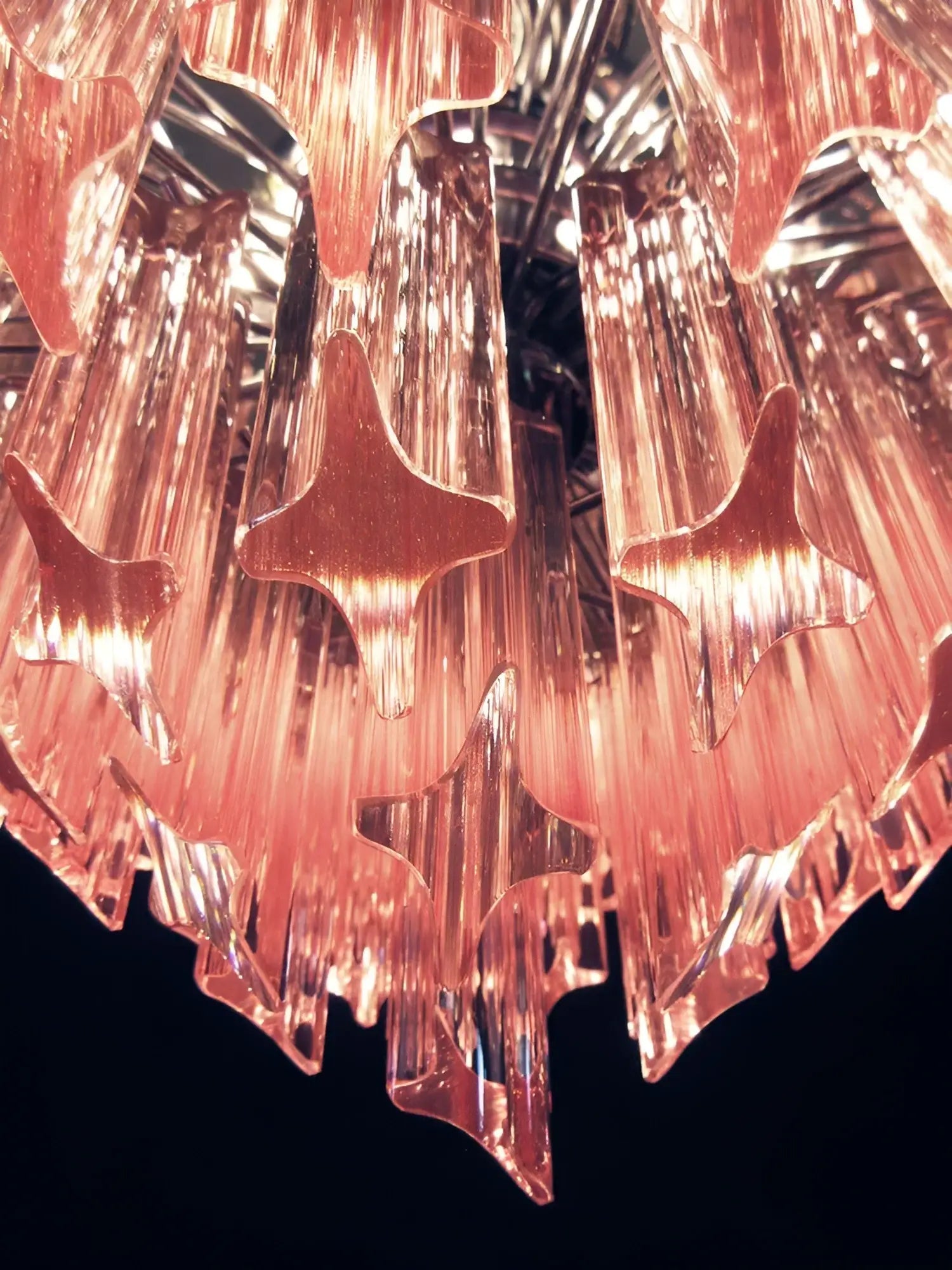 Celelaria Chandelier Pink Glass Prisms Geometric