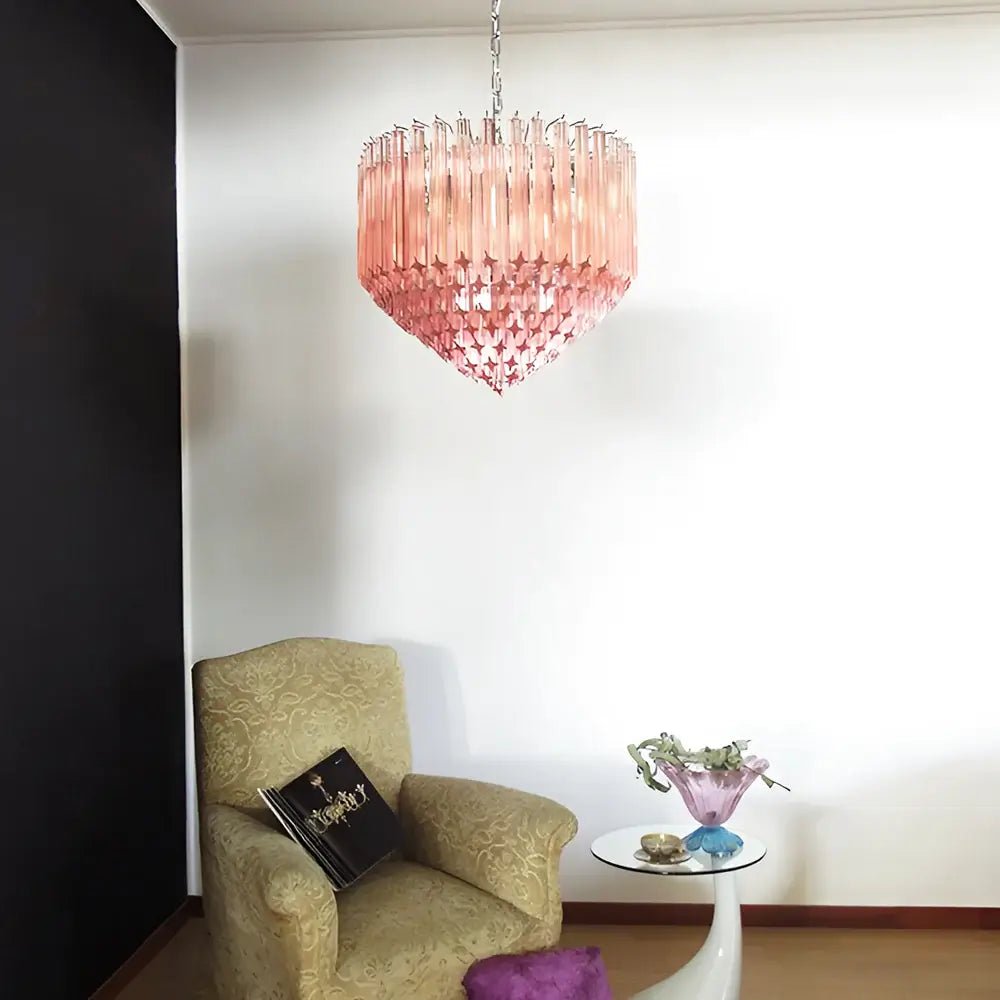 Celelaria Chandelier Pink Glass Prisms Geometric