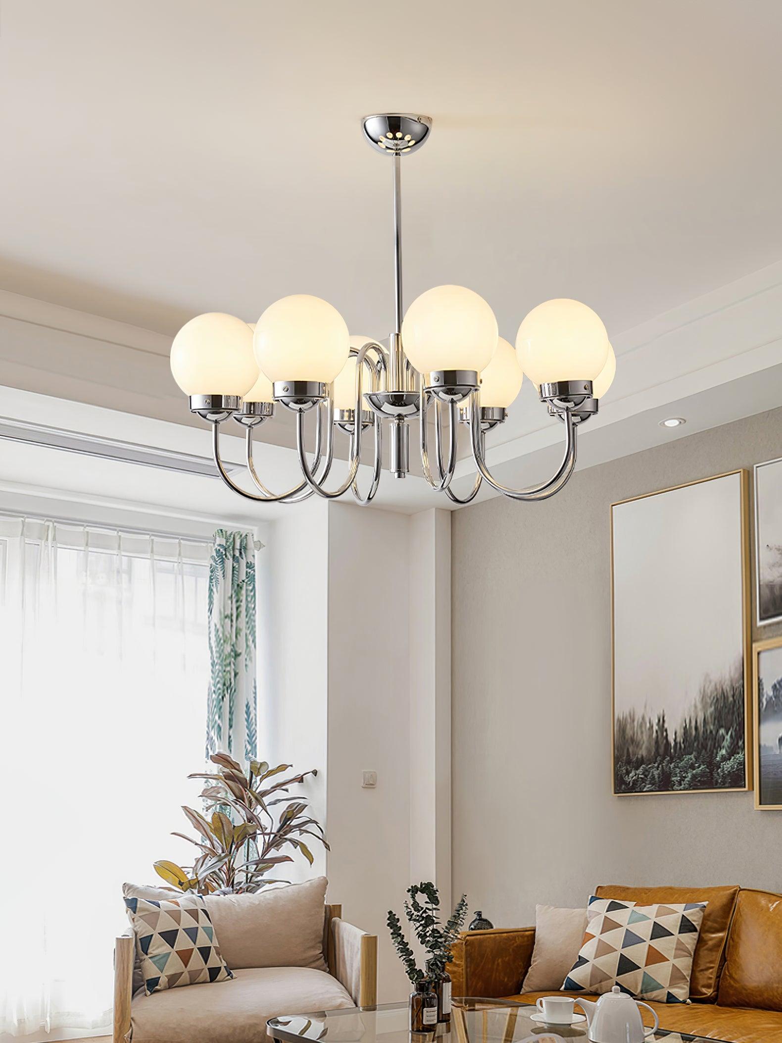 Dostor Chandelier Globe Chrome Curved Arm