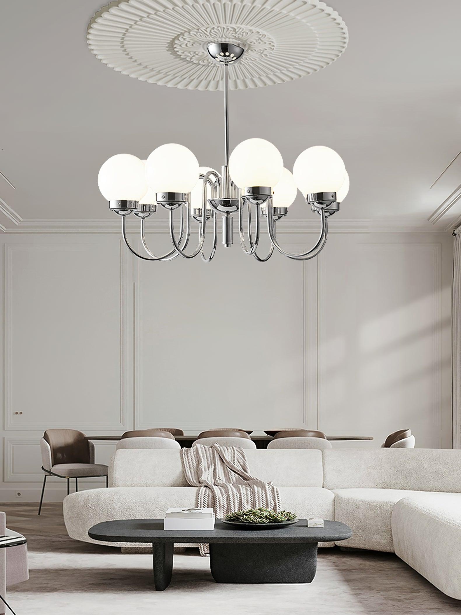 Dostor Chandelier Globe Chrome Curved Arm