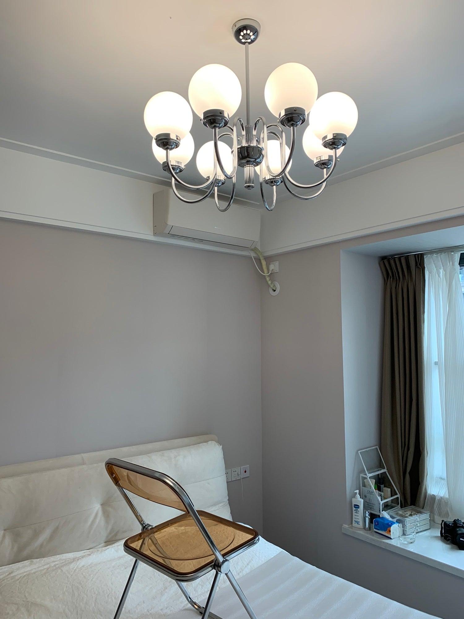 Dostor Chandelier Globe Chrome Curved Arm