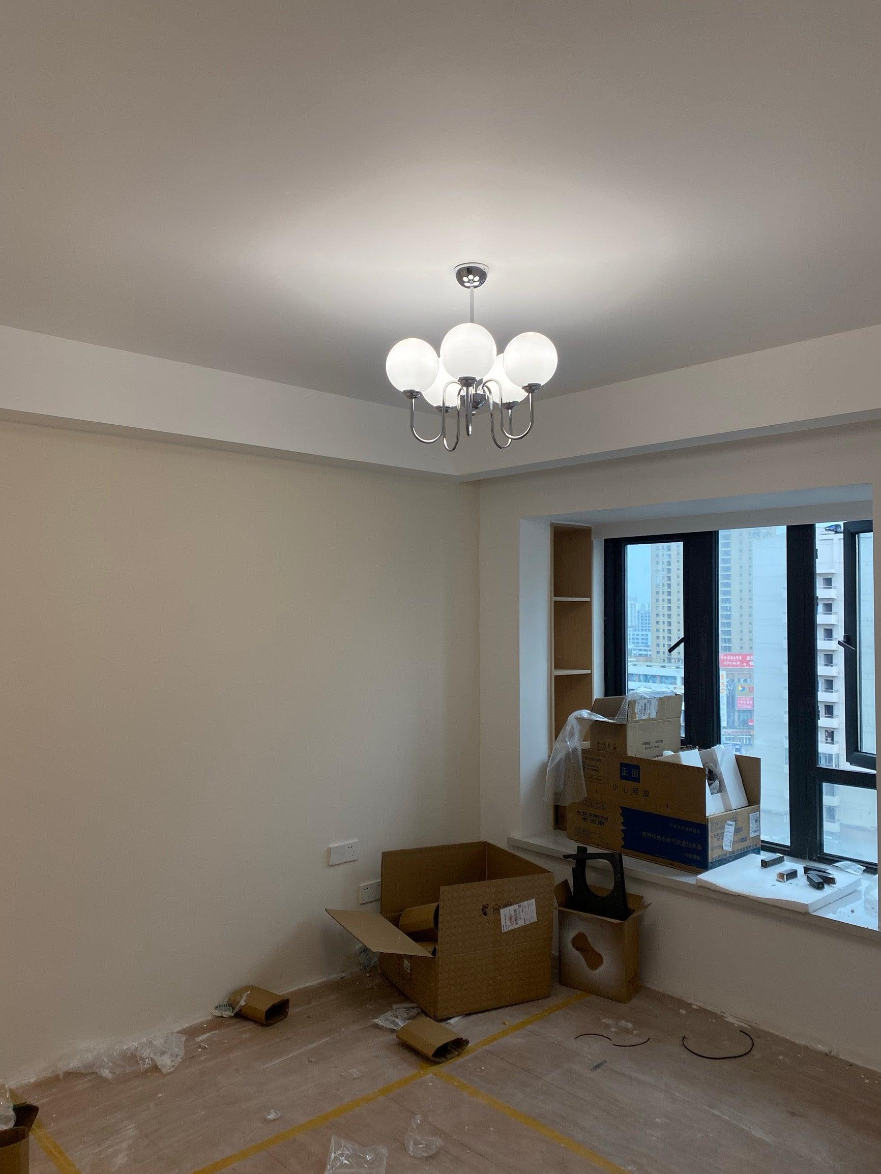Dostor Chandelier Globe Chrome Curved Arm