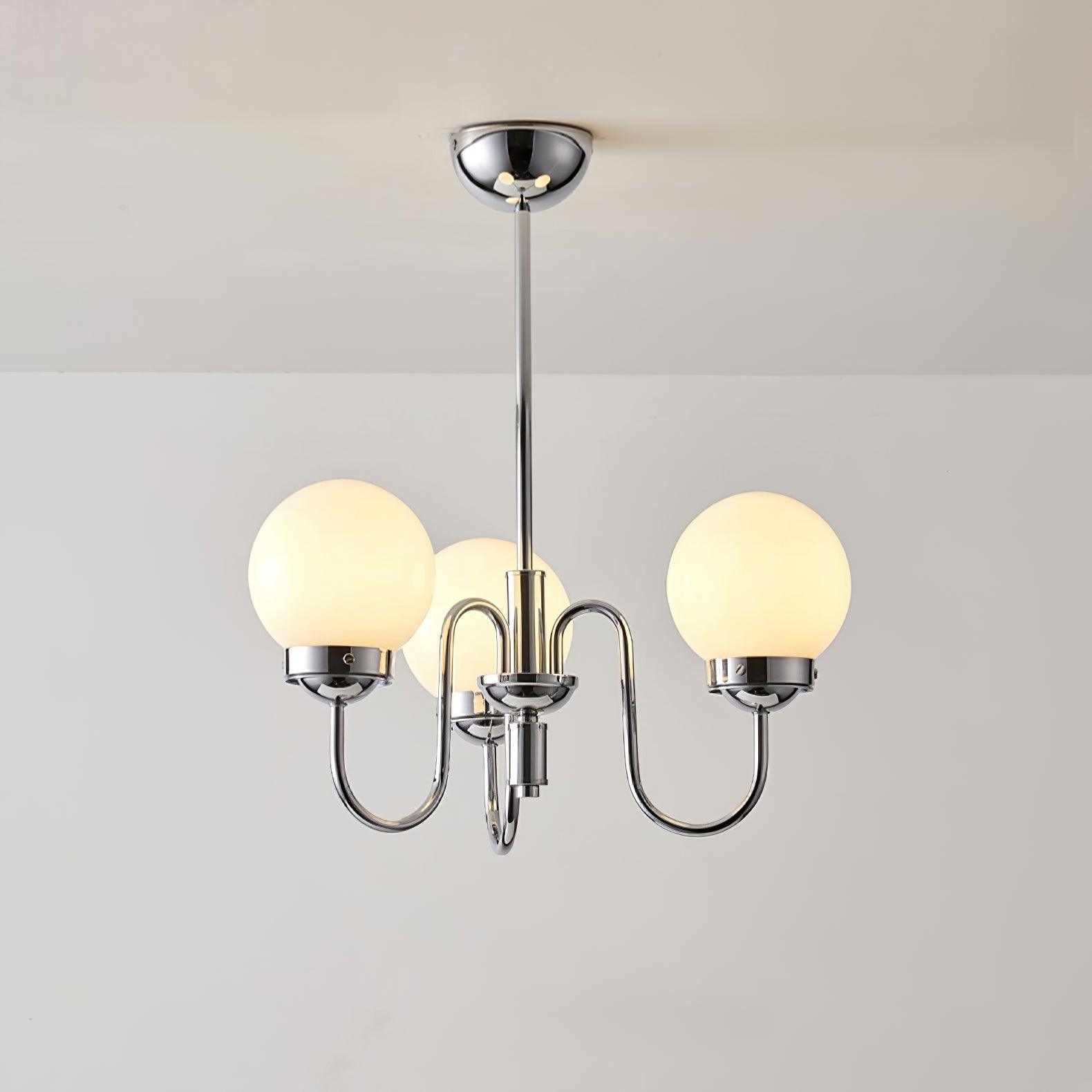 Dostor Chandelier Globe Chrome Curved Arm