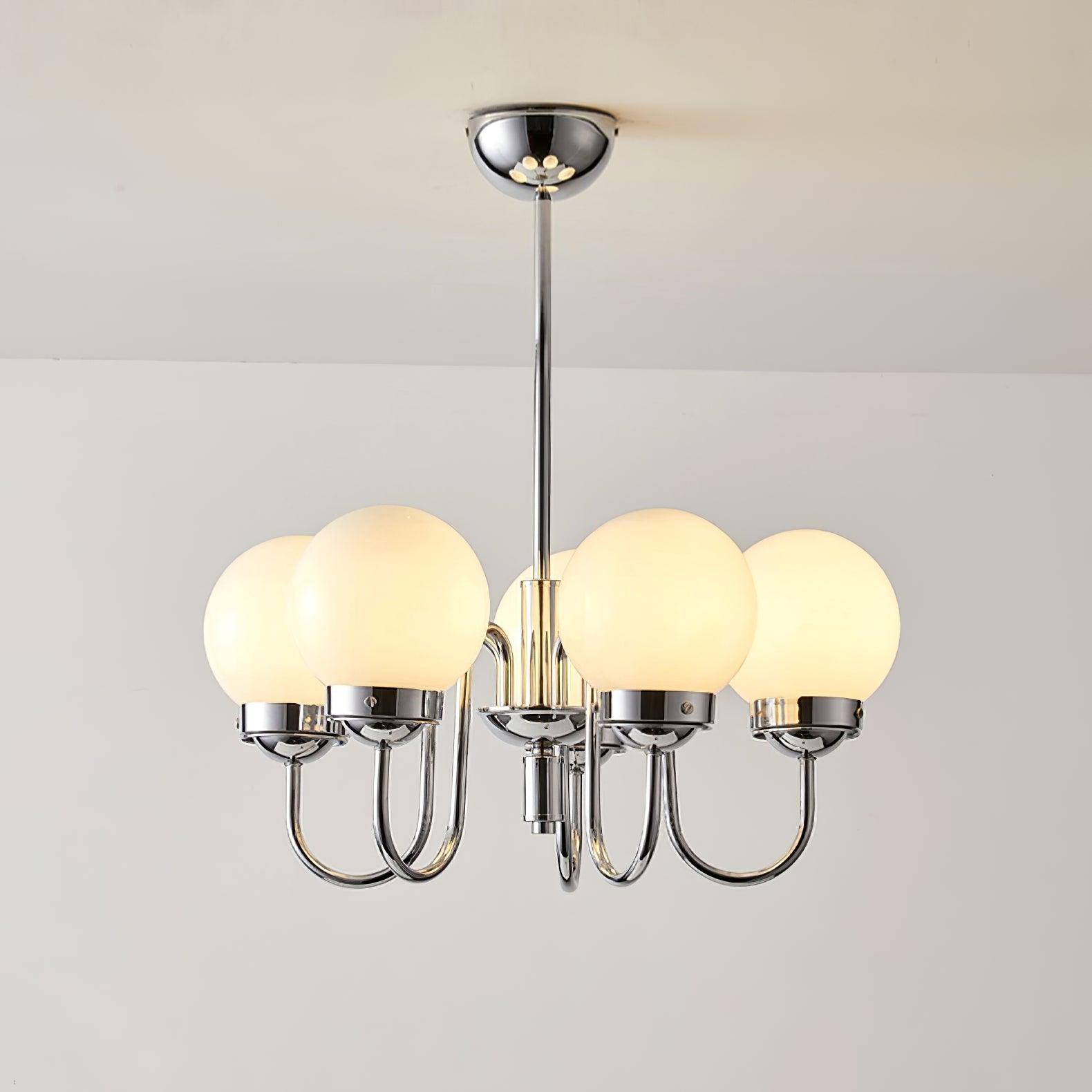 Dostor Chandelier Globe Chrome Curved Arm