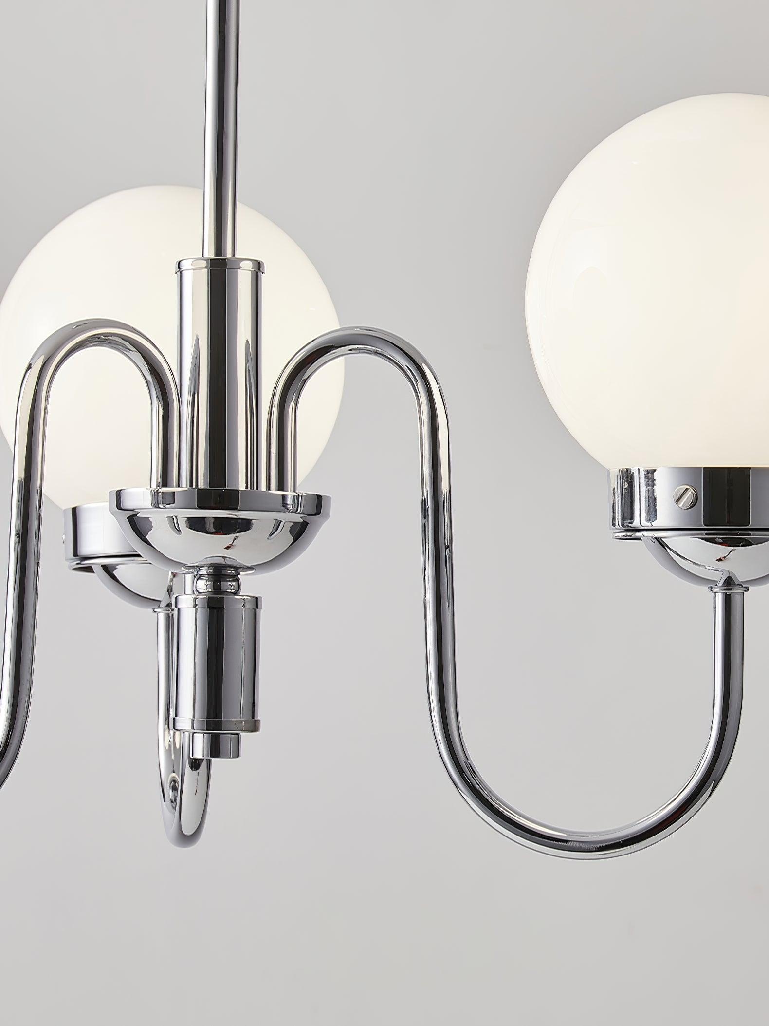 Dostor Chandelier Globe Chrome Curved Arm