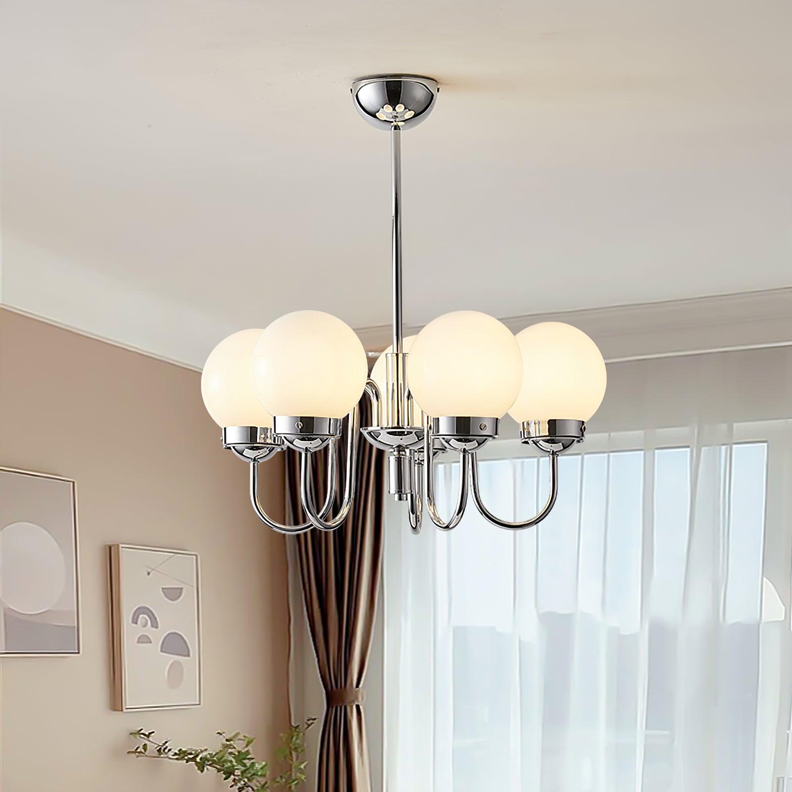 Dostor Chandelier Globe Chrome Curved Arm