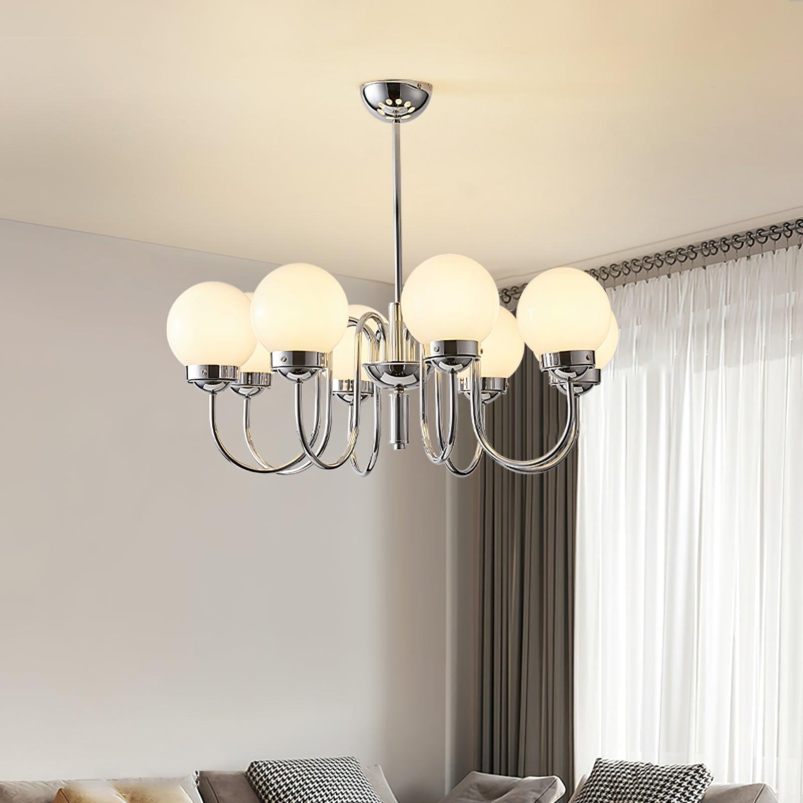 Dostor Chandelier Globe Chrome Curved Arm