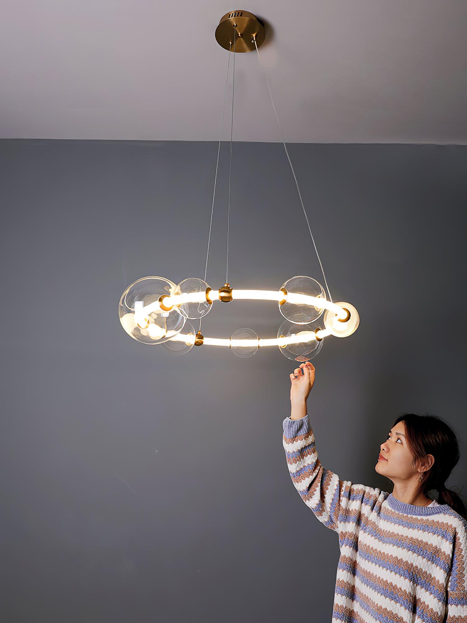 Cera Chandelier Bubble Clear Ring Contemporary Minimalist