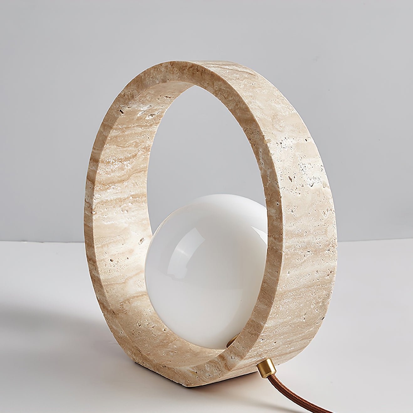 Orzore Circular Travertine Table Lamp