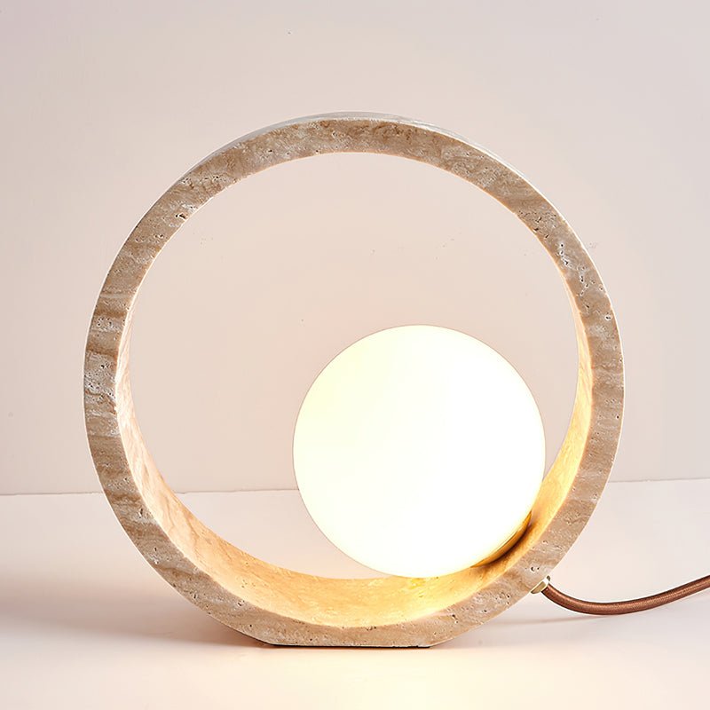 Orzore Circular Travertine Table Lamp