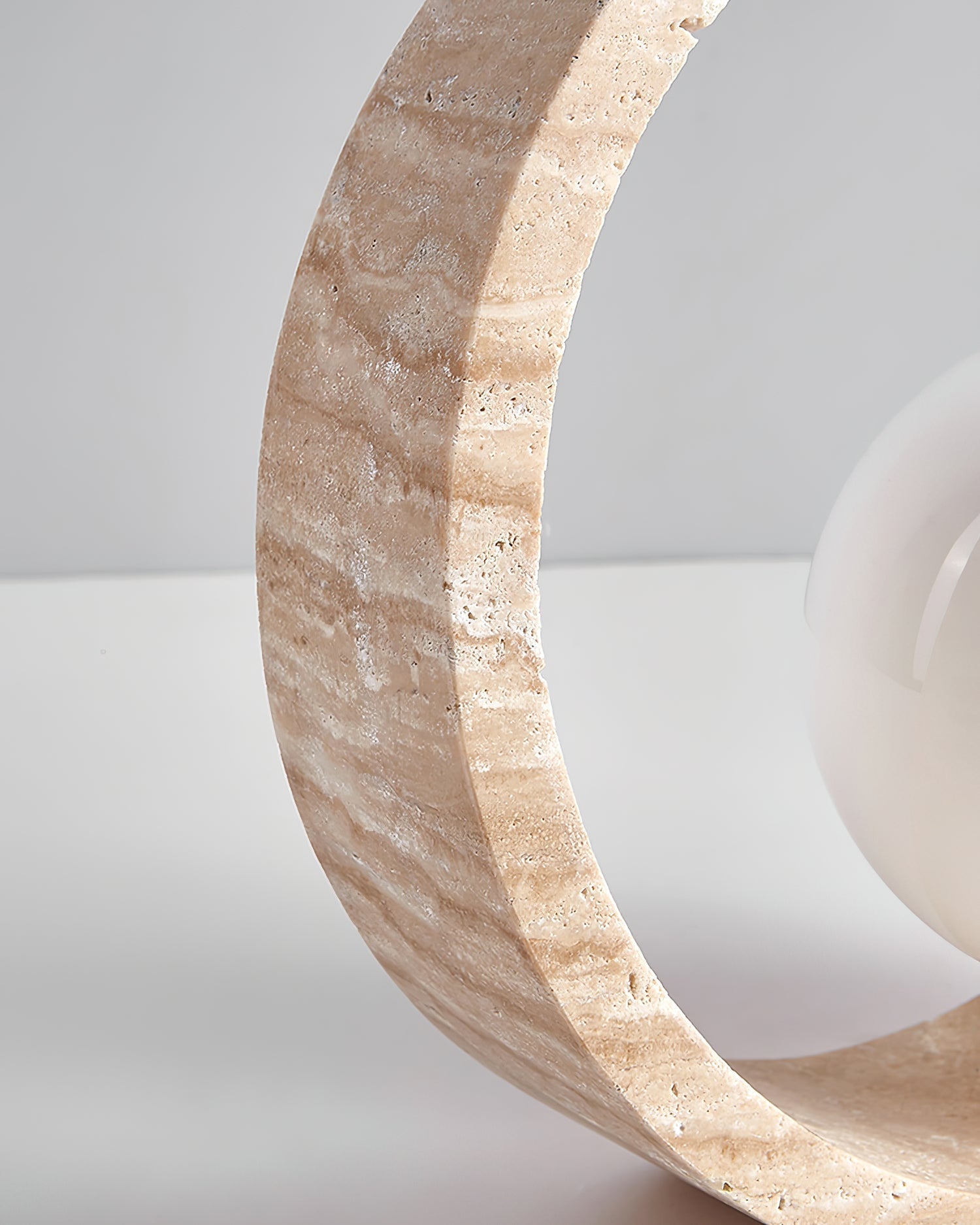 Orzore Circular Travertine Table Lamp