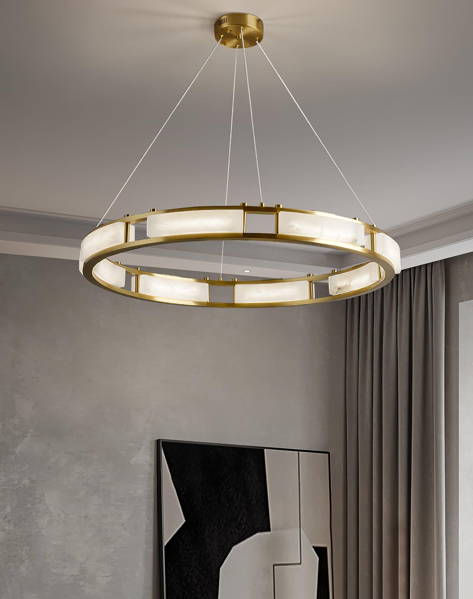 Dythan Minimalist Alabaster Ring Pendant Light