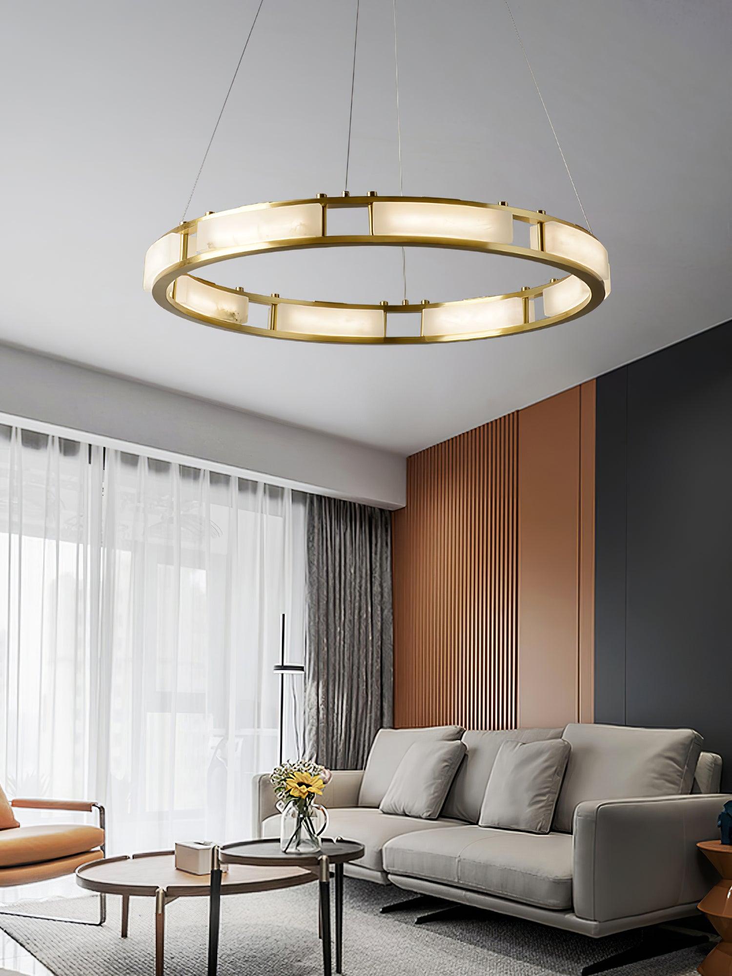 Dythan Minimalist Alabaster Ring Pendant Light