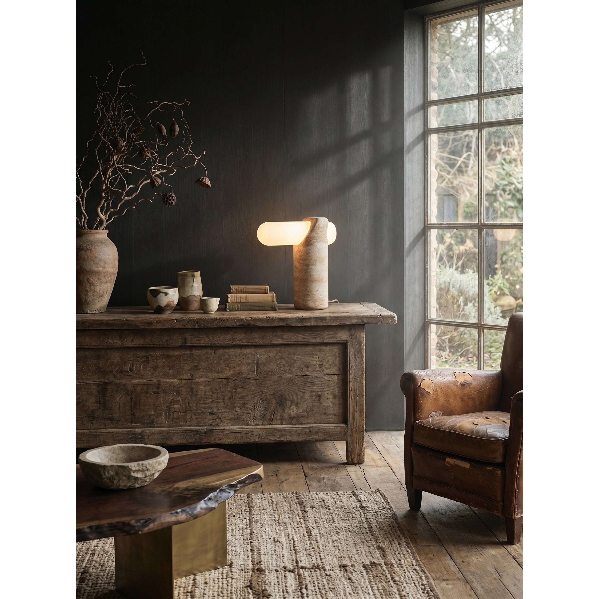 Marwen Travertine Table Lamp