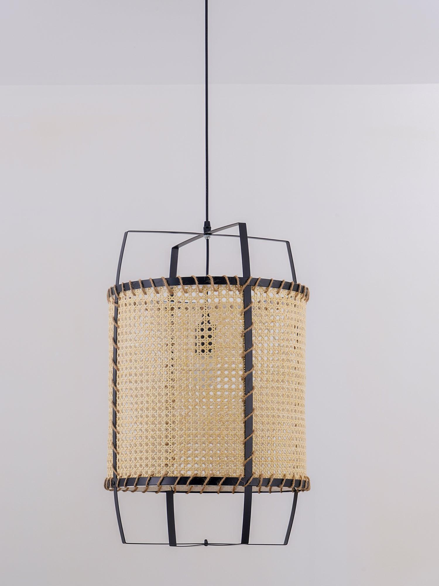 Kevis Pendant Lamp Rattan Cane Frame Industrial