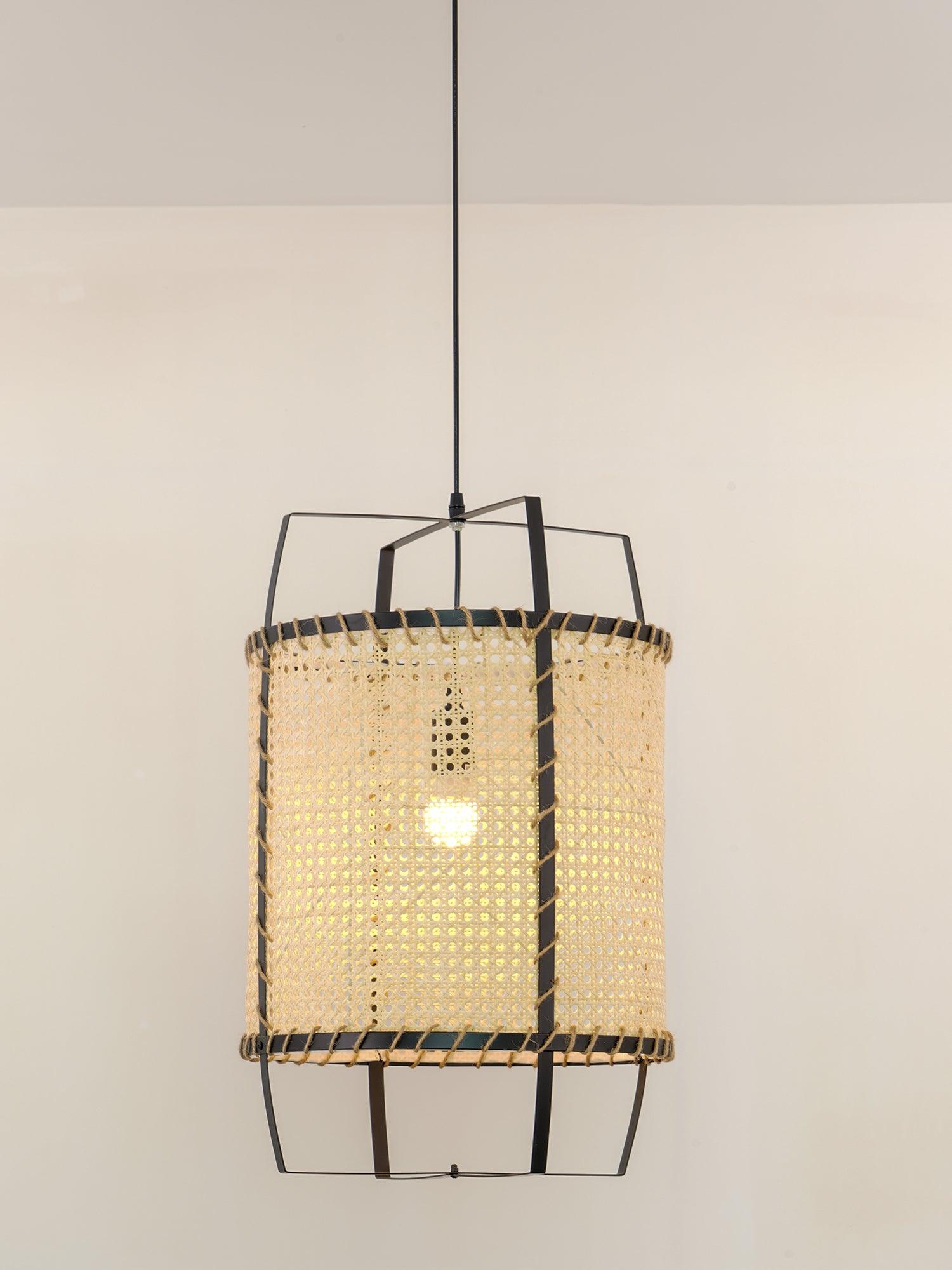 Kevis Pendant Lamp Rattan Cane Frame Industrial