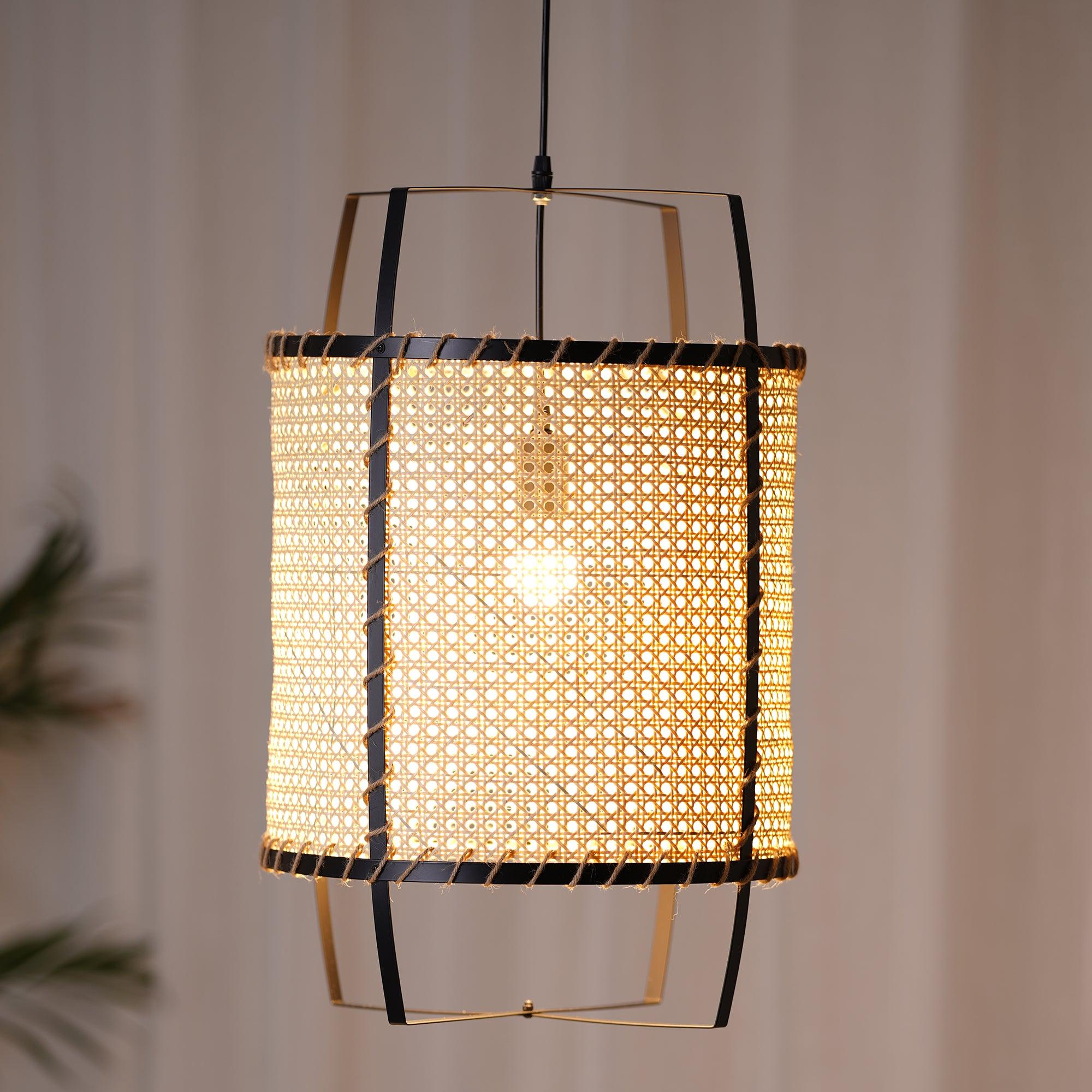 Kevis Pendant Lamp Rattan Cane Frame Industrial