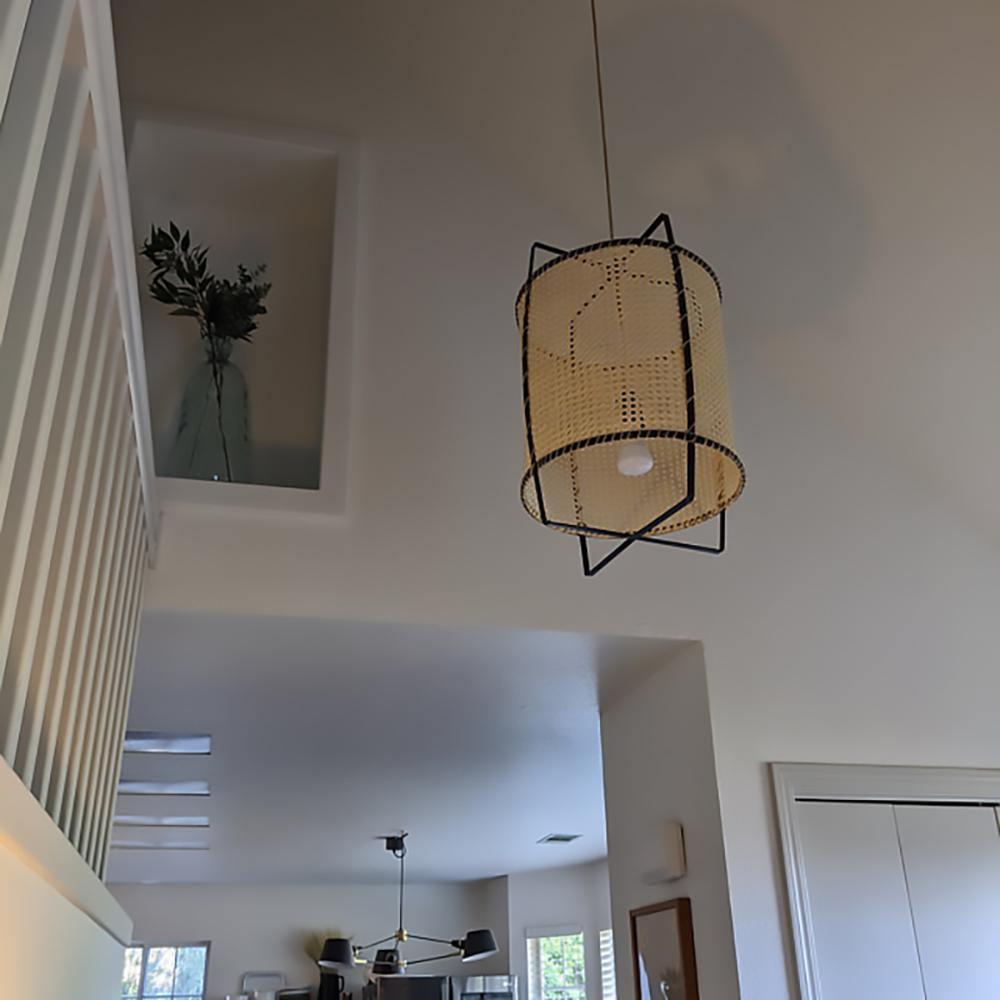 Kevis Pendant Lamp Rattan Cane Frame Industrial