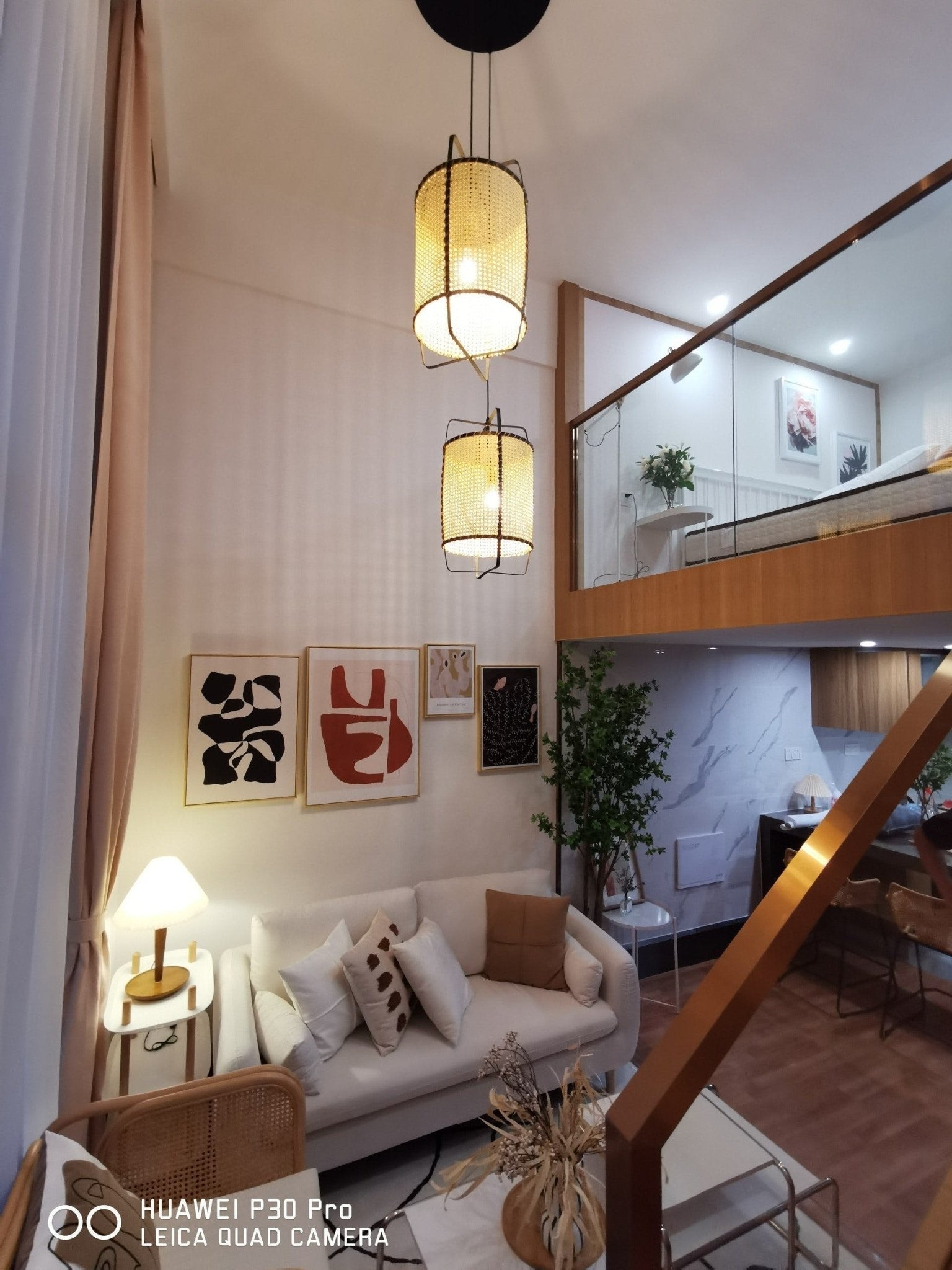 Kevis Pendant Lamp Rattan Cane Frame Industrial