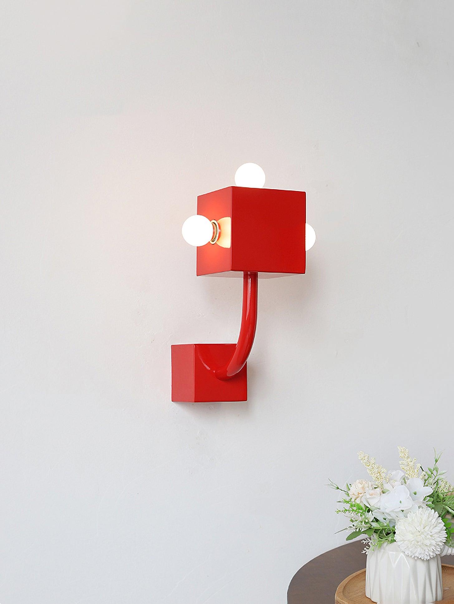 Brenna Individual Creativity Red Cube Wall Lamp