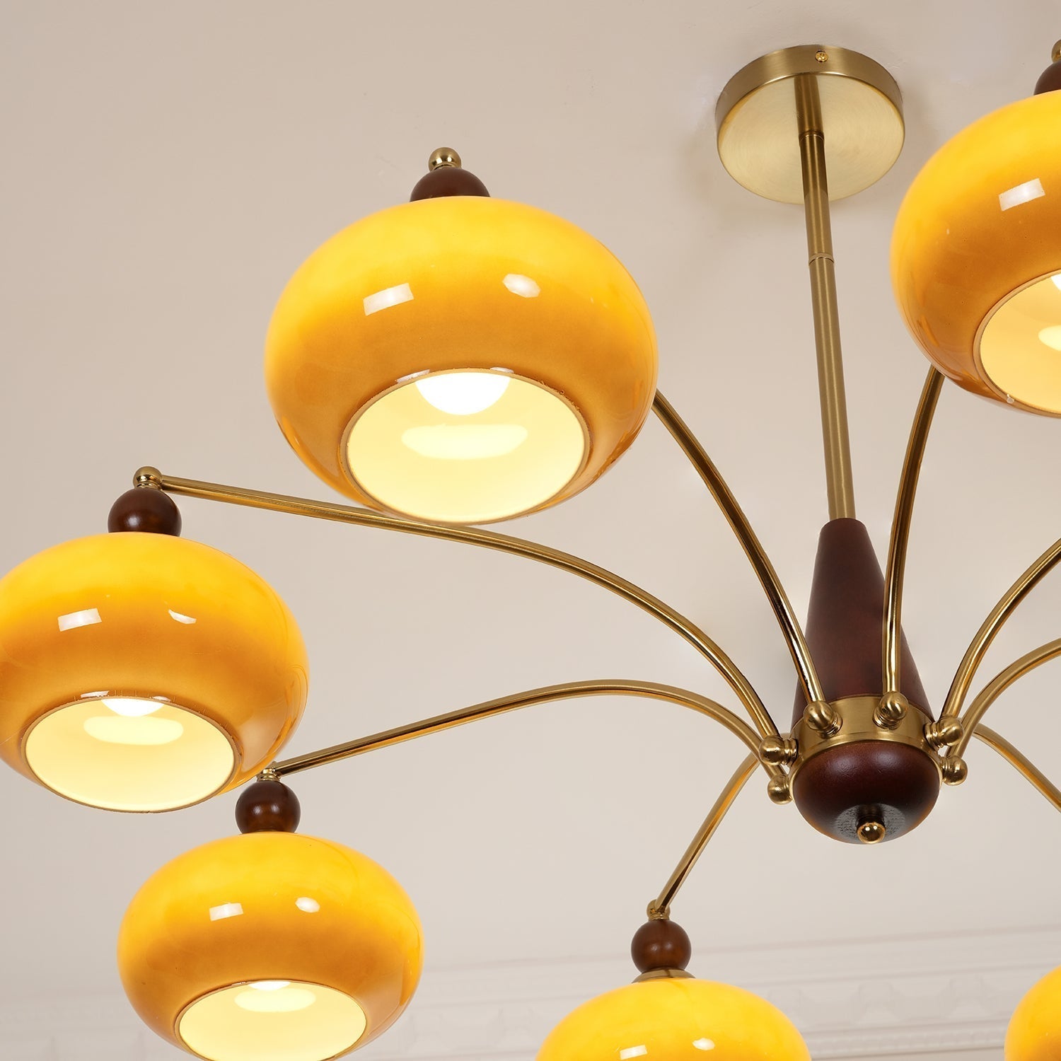 Vevely Pendant Lamp Retro Yellow Glass Brass