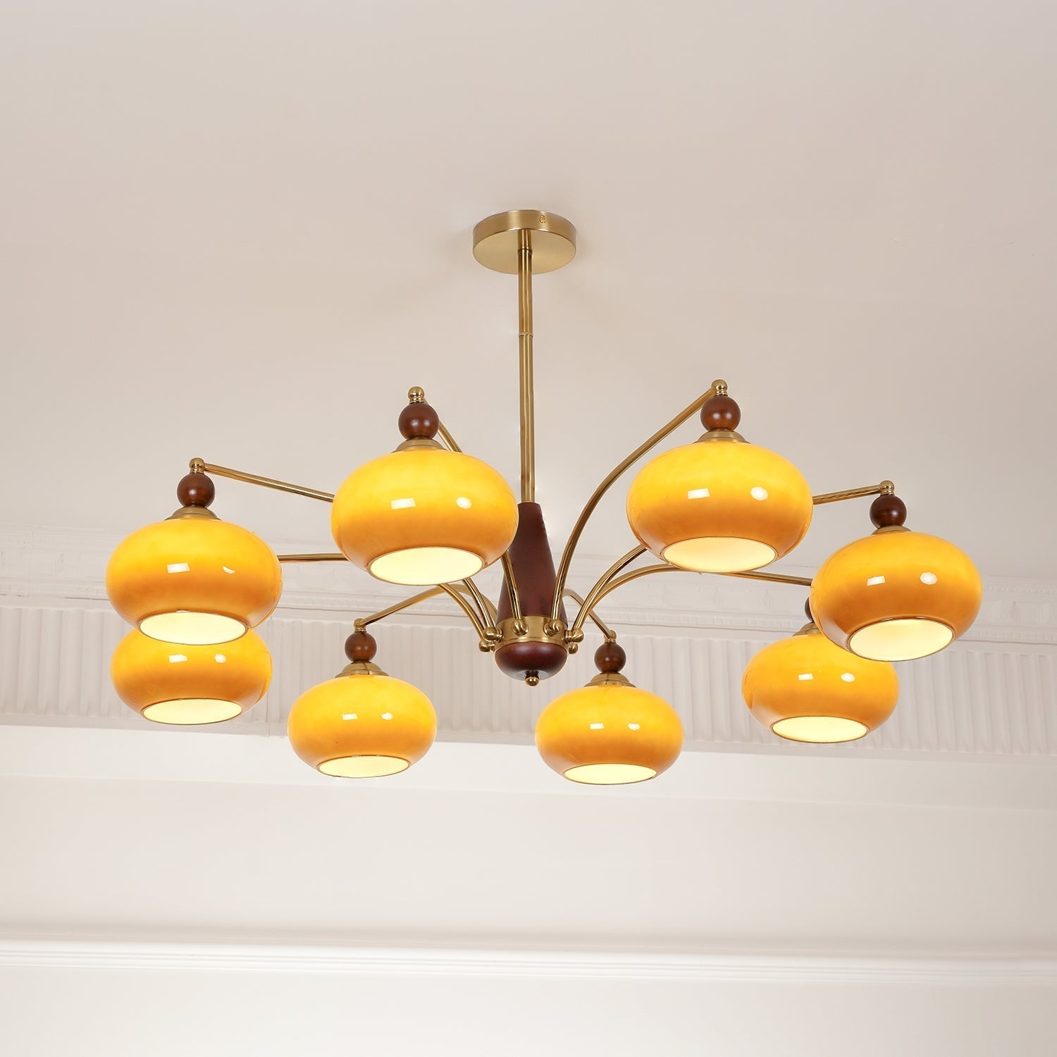 Vevely Pendant Lamp Retro Yellow Glass Brass