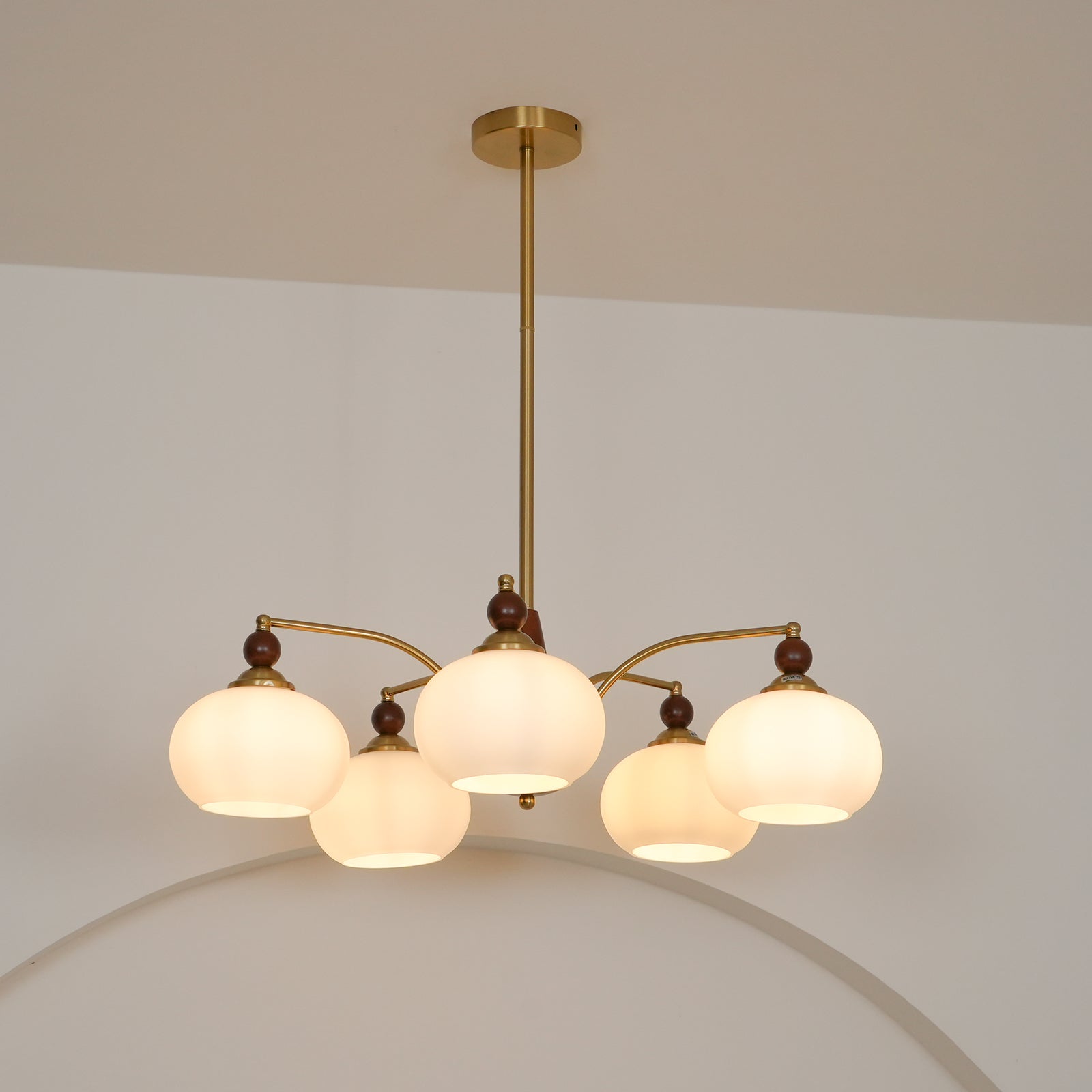Vevely Pendant Lamp Retro Yellow Glass Brass