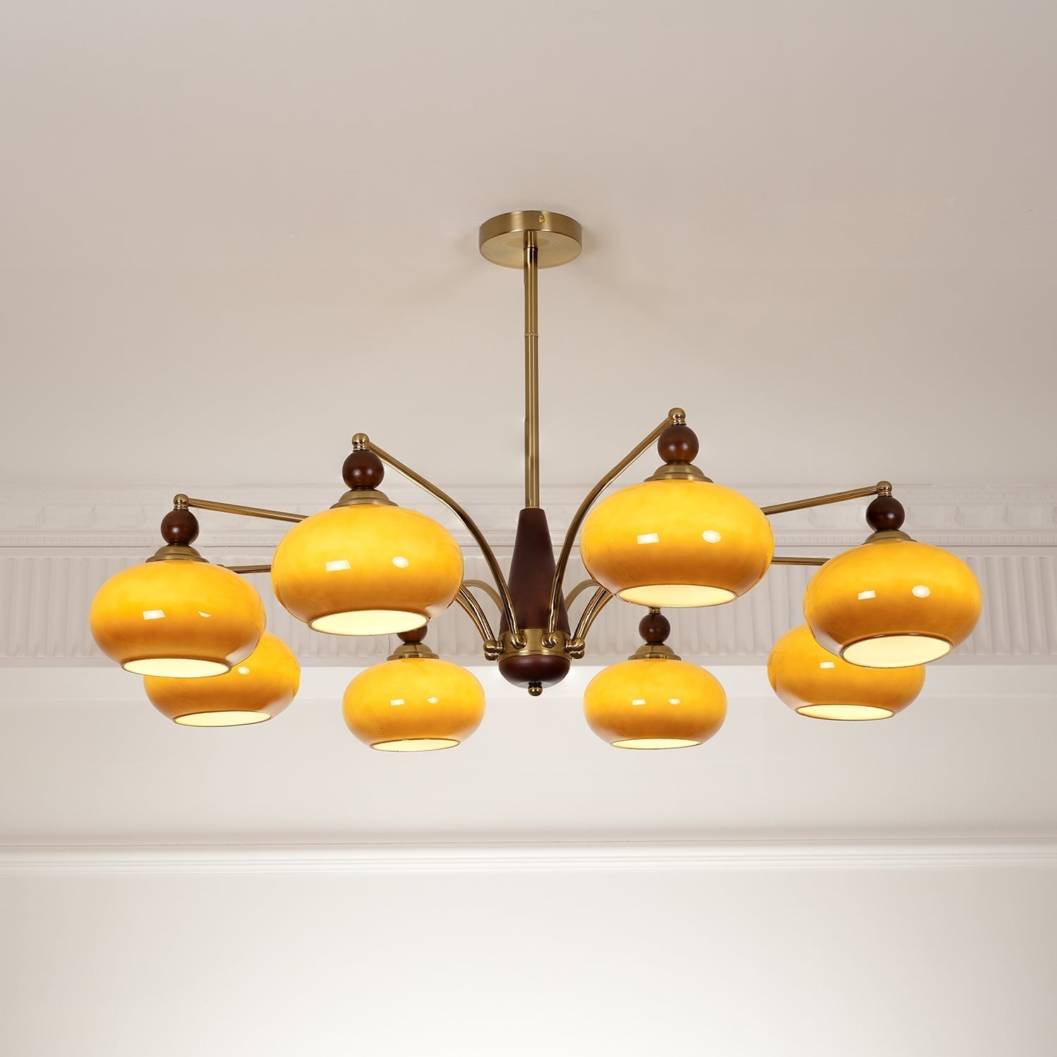Vevely Pendant Lamp Retro Yellow Glass Brass