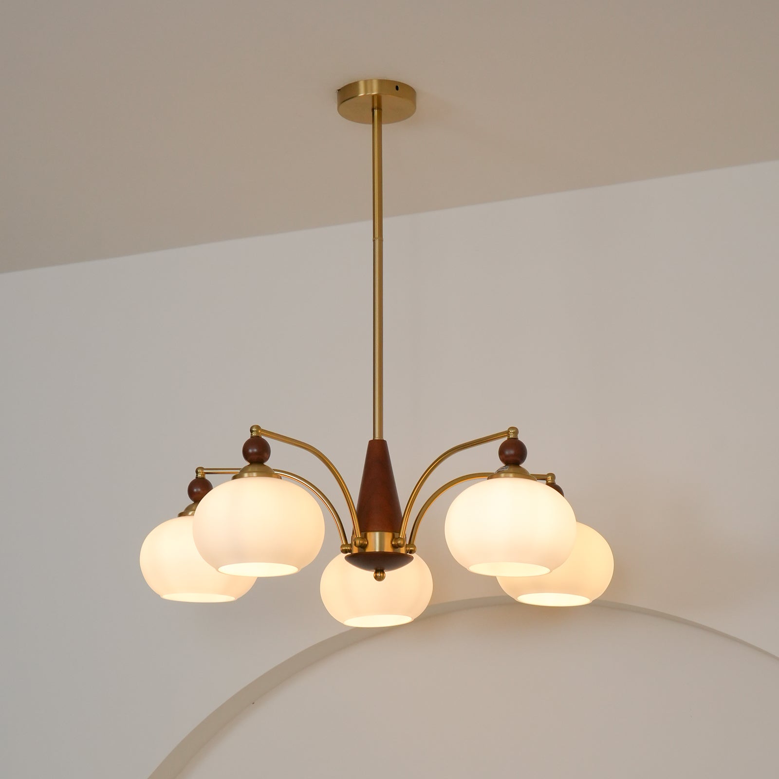 Vevely Pendant Lamp Retro Yellow Glass Brass