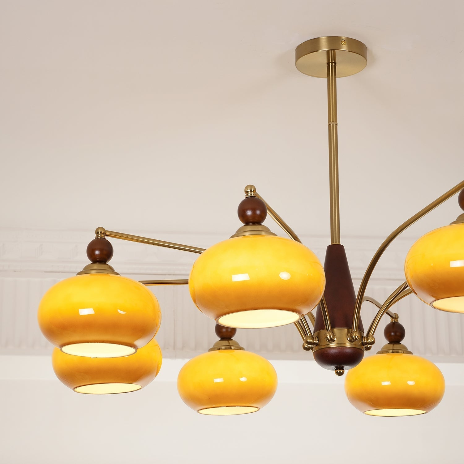 Vevely Pendant Lamp Retro Yellow Glass Brass