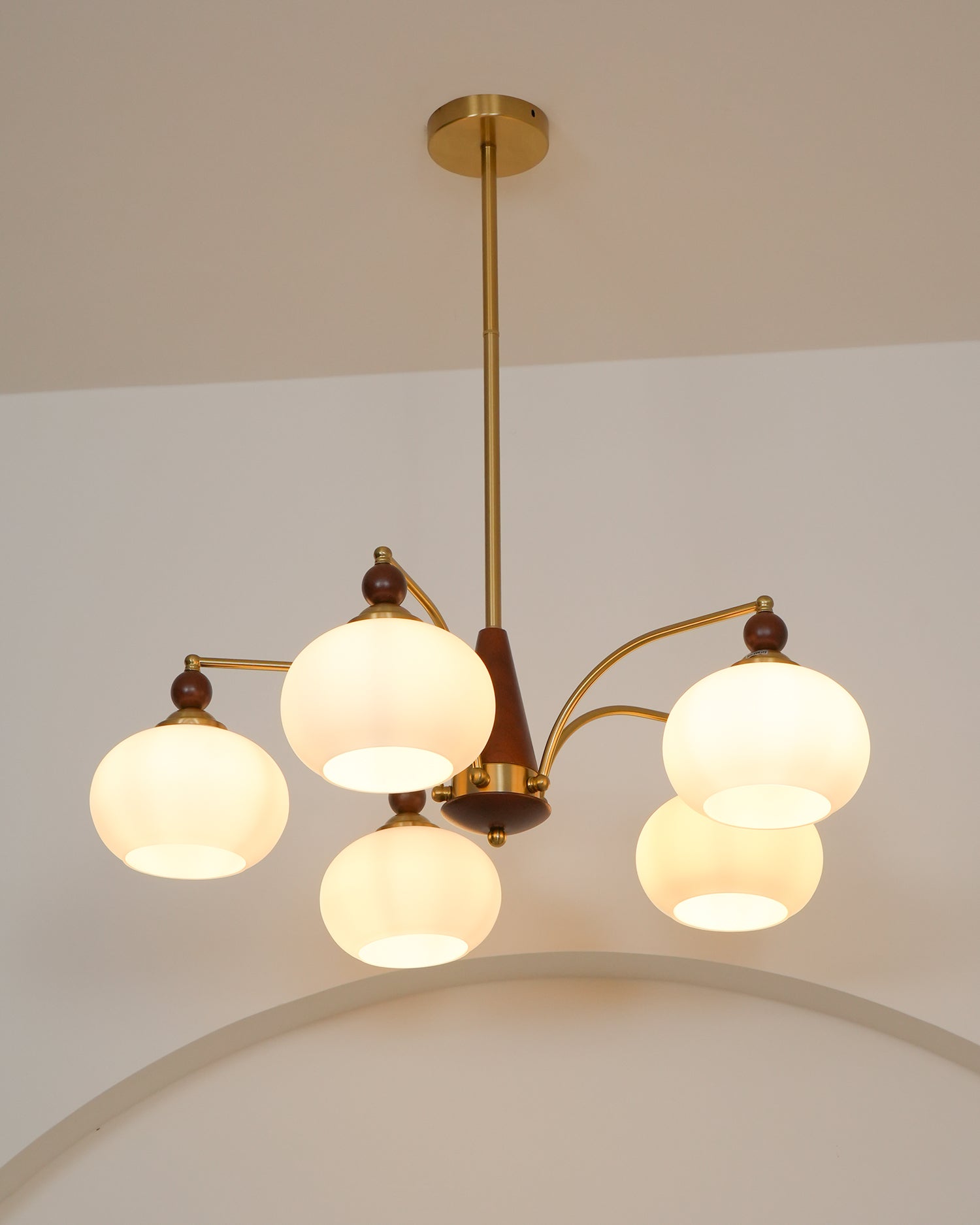 Vevely Pendant Lamp Retro Yellow Glass Brass