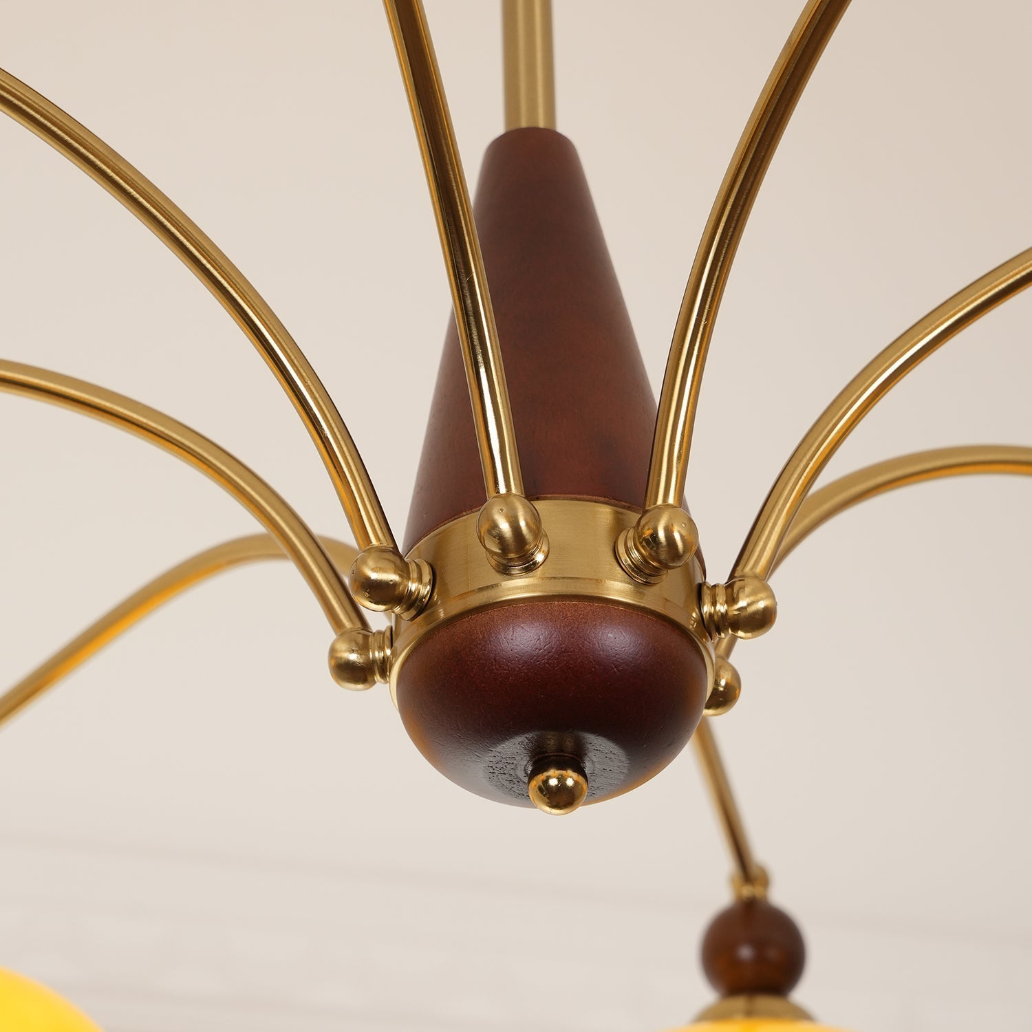 Vevely Pendant Lamp Retro Yellow Glass Brass
