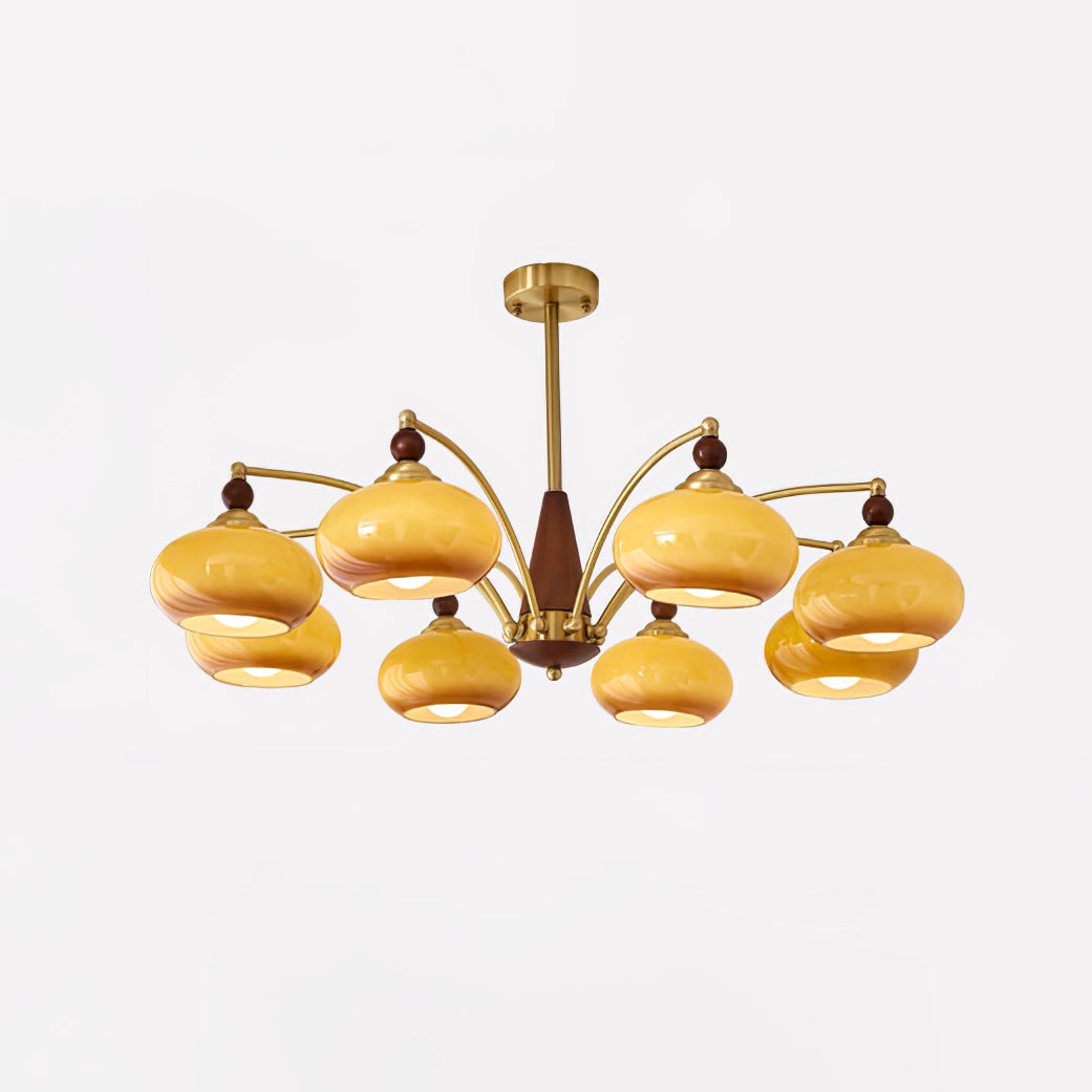 Vevely Pendant Lamp Retro Yellow Glass Brass