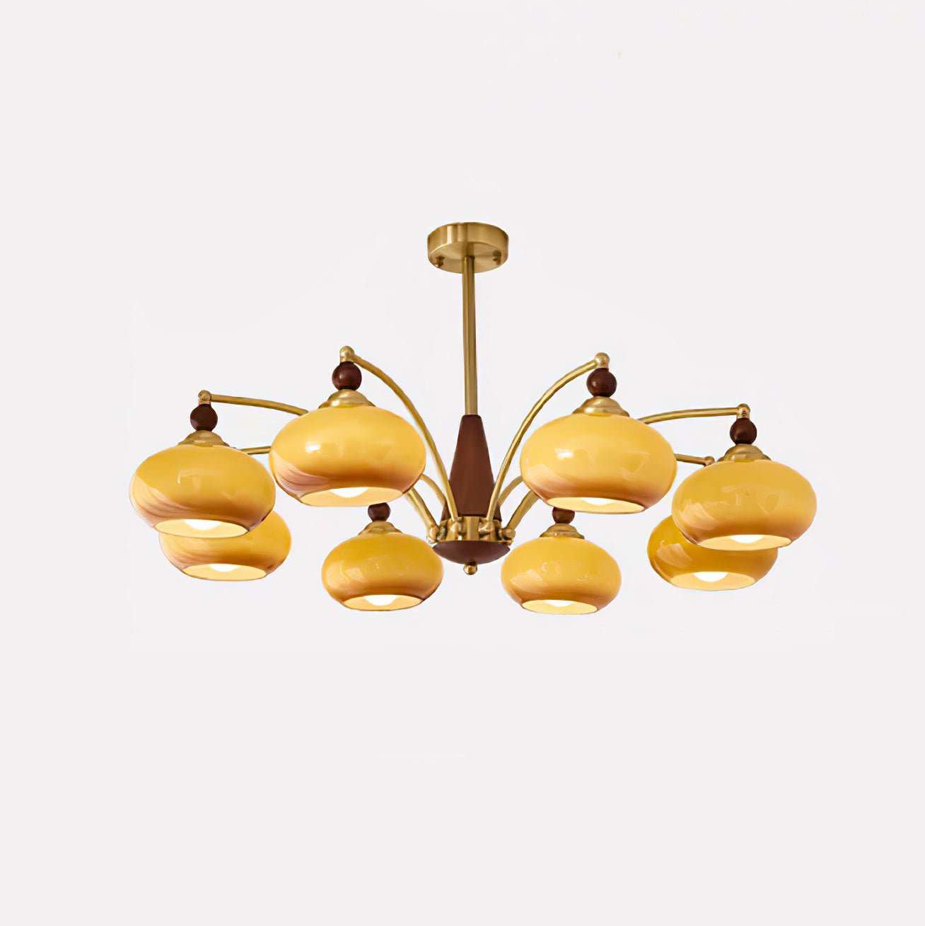 Vevely Pendant Lamp Retro Yellow Glass Brass