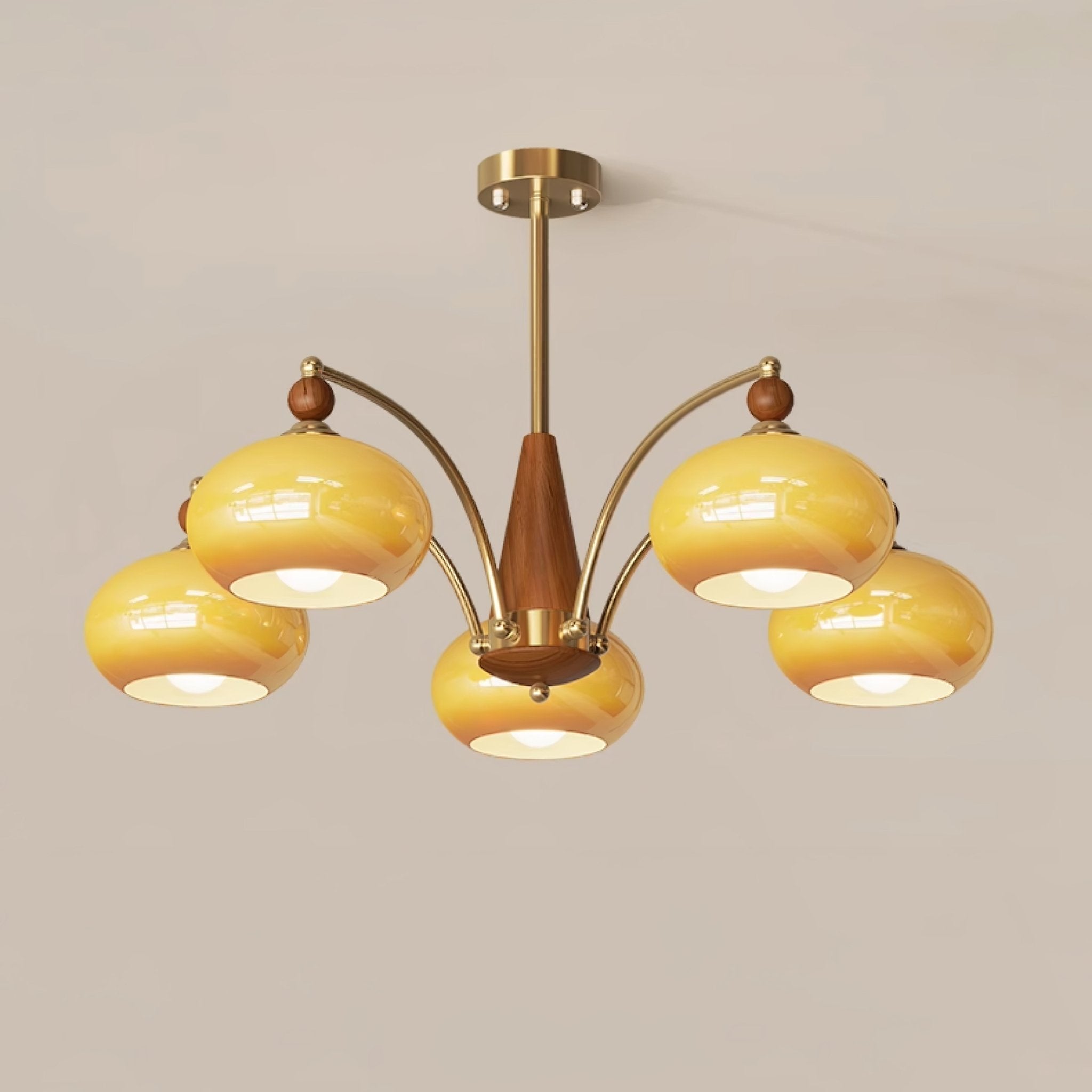 Vevely Pendant Lamp Retro Yellow Glass Brass