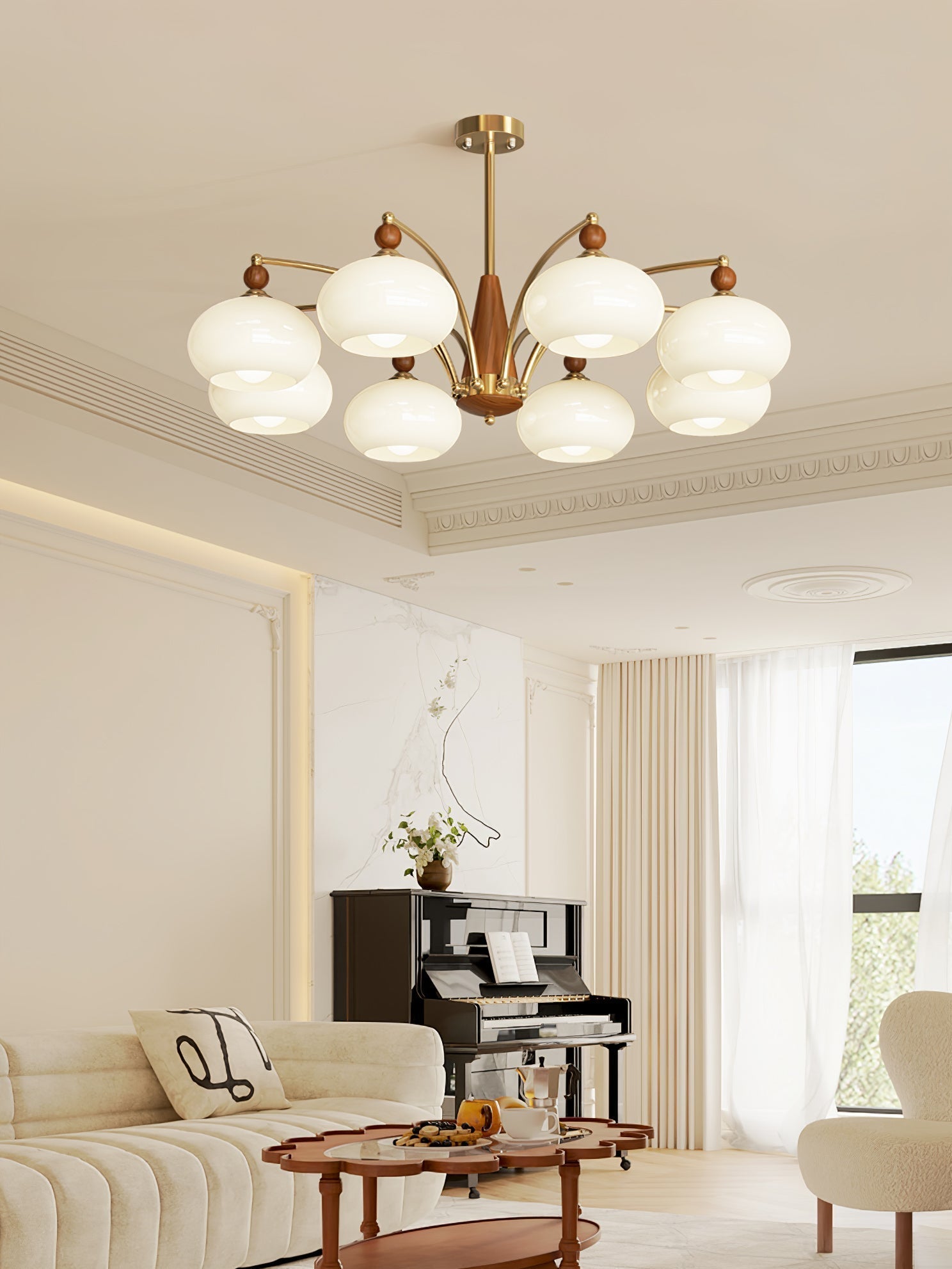 Vevely Pendant Lamp Retro Yellow Glass Brass