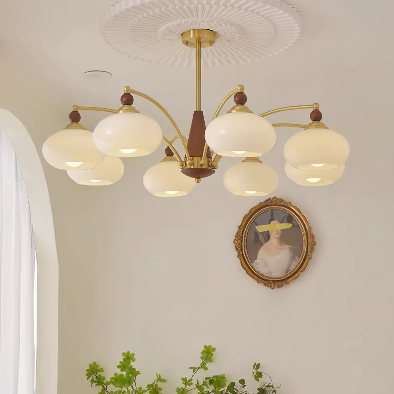 Vevely Pendant Lamp Retro Yellow Glass Brass