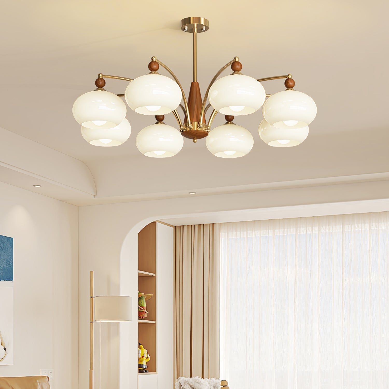 Vevely Pendant Lamp Retro Yellow Glass Brass