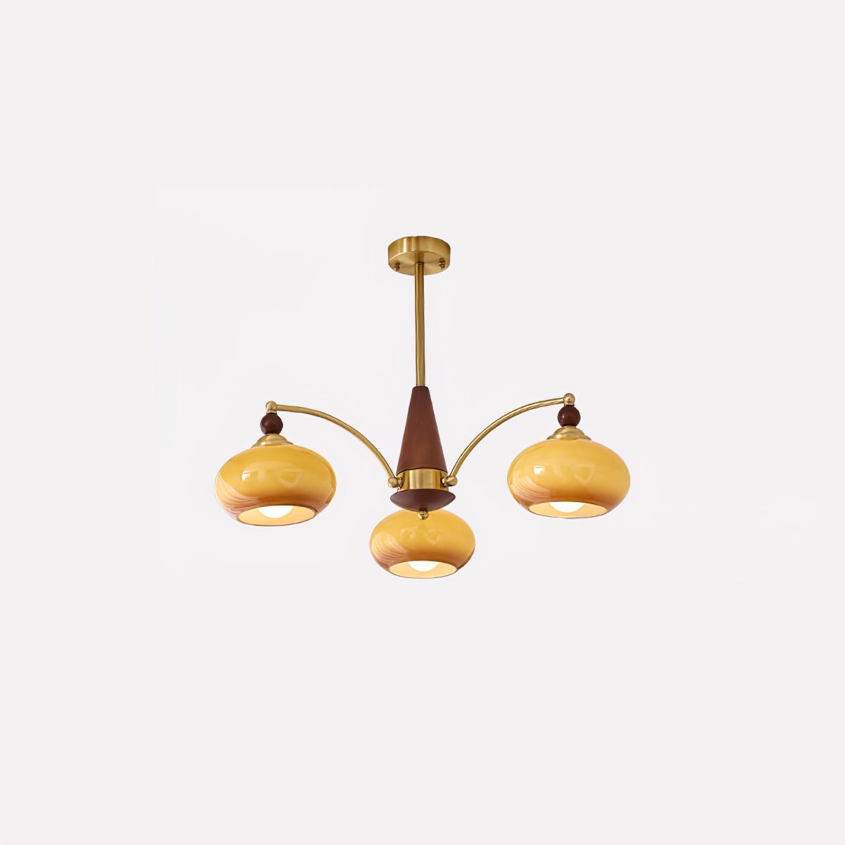 Vevely Pendant Lamp Retro Yellow Glass Brass