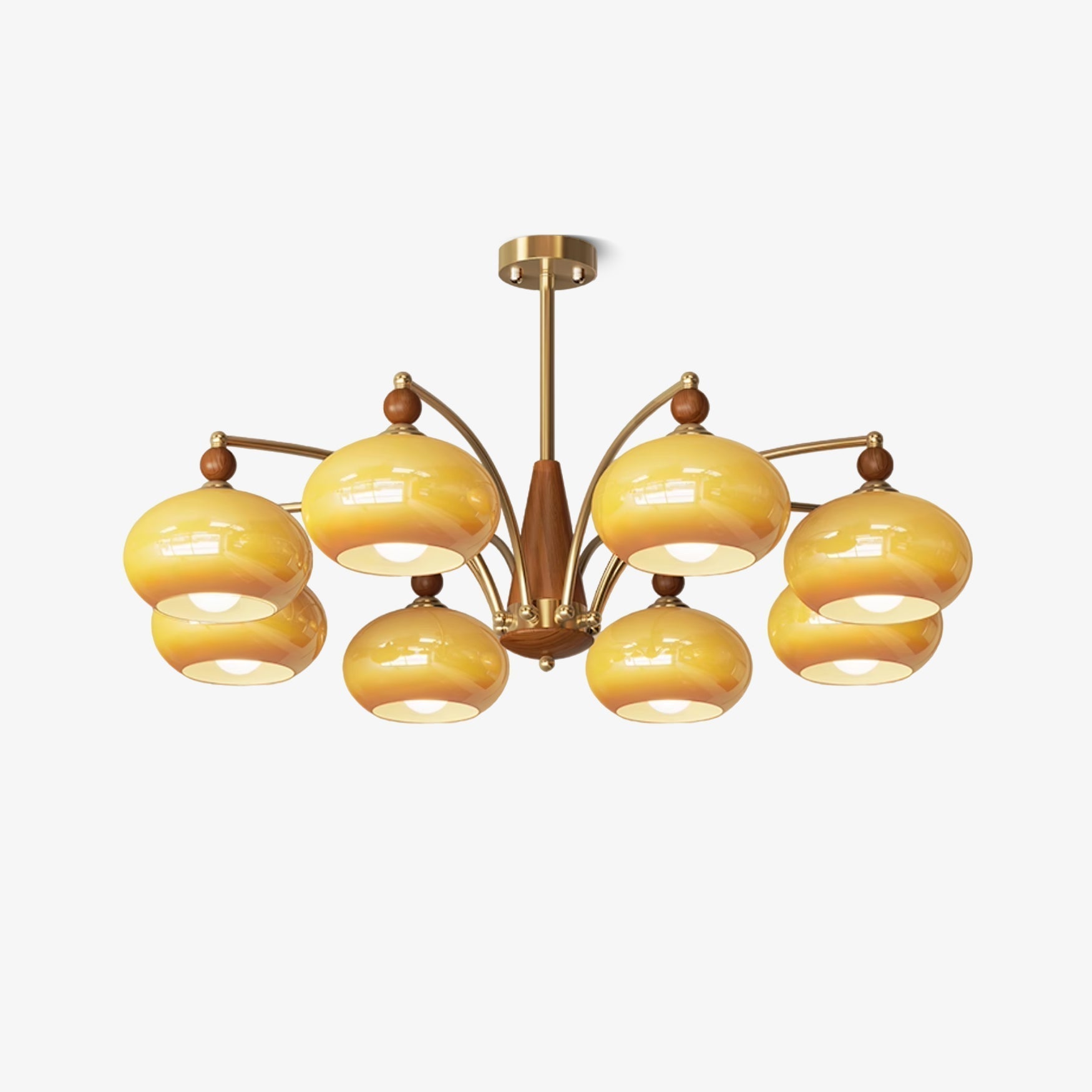 Vevely Pendant Lamp Retro Yellow Glass Brass