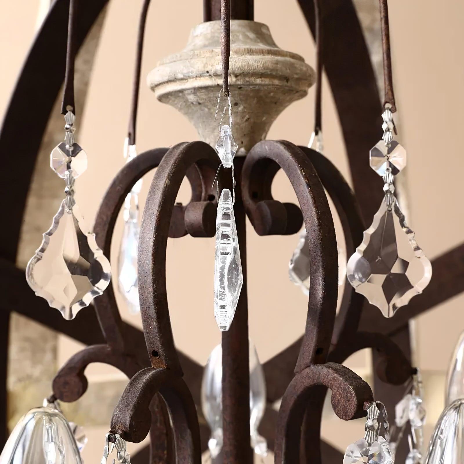 Juno Chandelier Retro Globe with Weathered Wood