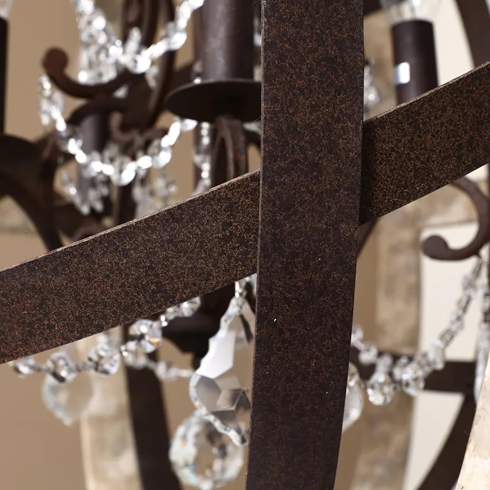 Juno Chandelier Retro Globe with Weathered Wood