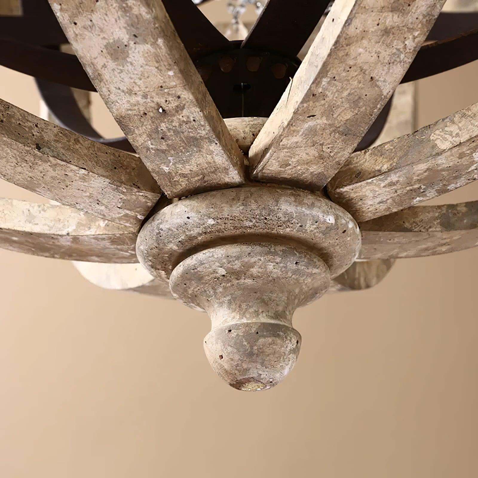 Juno Chandelier Retro Globe with Weathered Wood